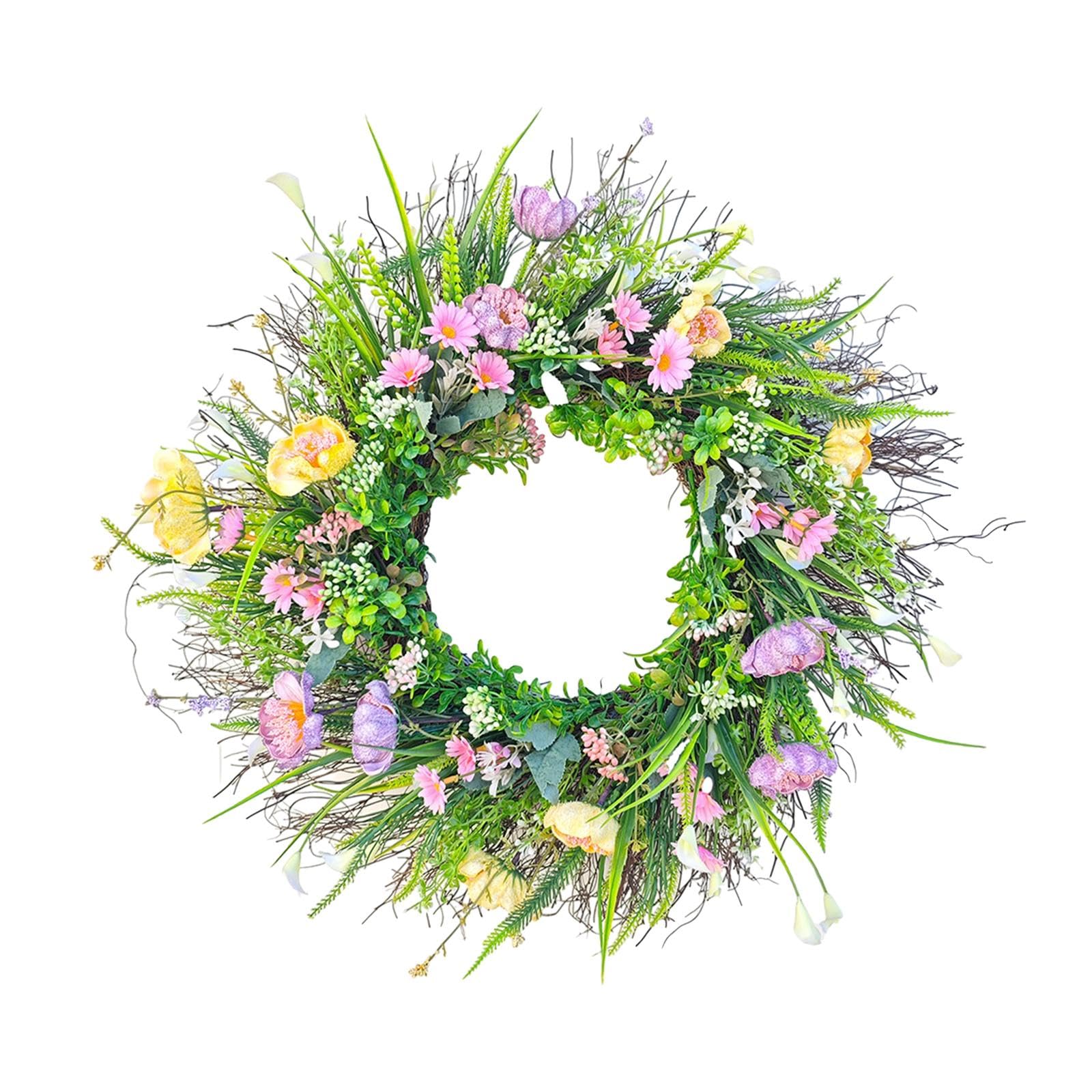 Pleayietoopiatiey Spring Wreaths Front Door Decorative Floral Wreath for Festival Garden Decor