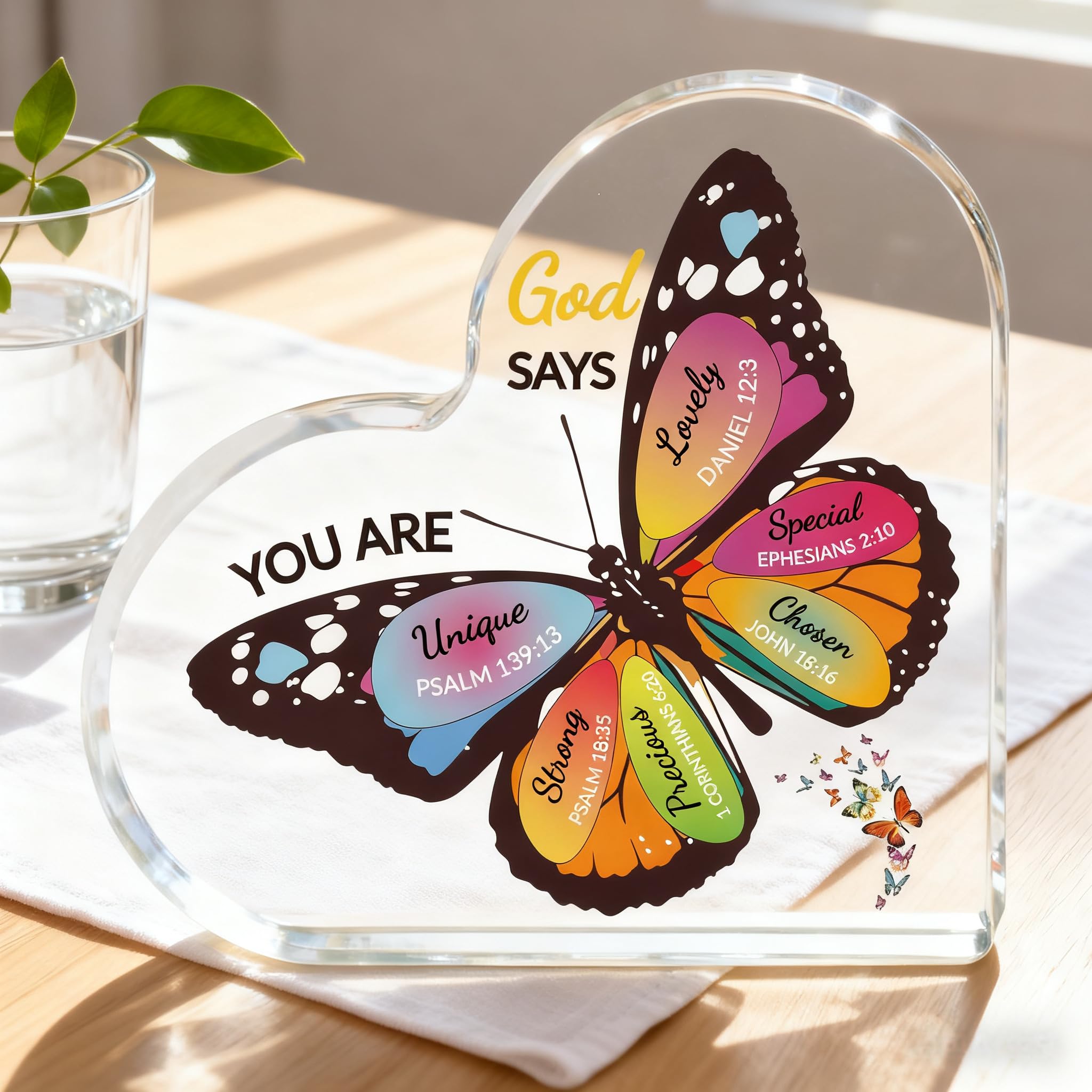Christian Gifts for Women - Butterfly Inspirational Gifts Religious Gifts Acrylic Spiritual Gifts for Women Men Friends Mom Sister Christmas Gifts Faith Gifts Birthday Gifts Christian Home Decoration