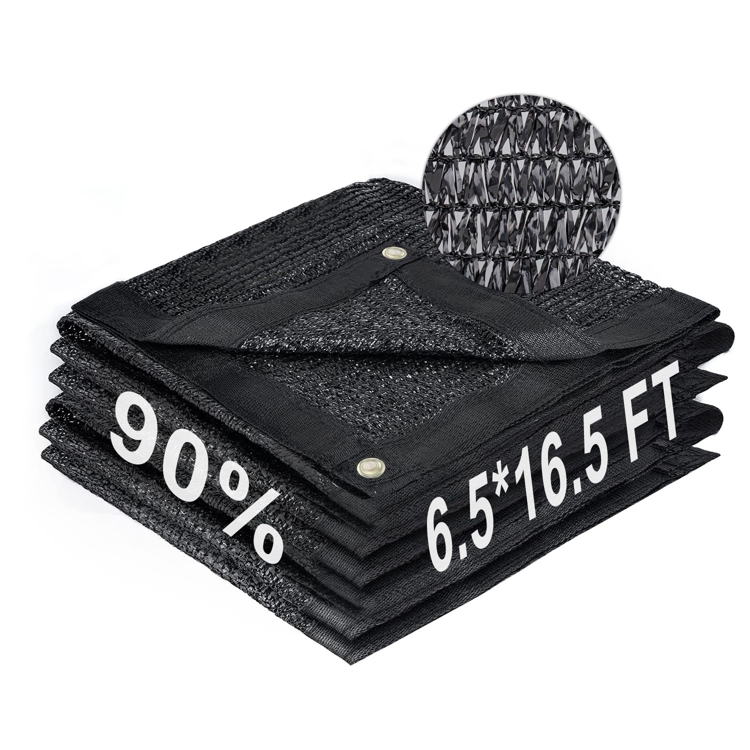 LOVE STORY 6.5x16.5FT 90% Black Garden Shade Cloth, Sun Shade Cover Net Mesh Tarp with Grommets, Sunblock Net for Garden,Greenhouse,Plants and Patio