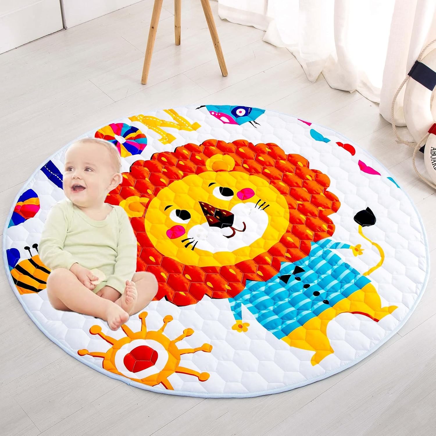 59 Inch Baby Gym Play Mat,Non Slip Baby Playmat Kids Tent