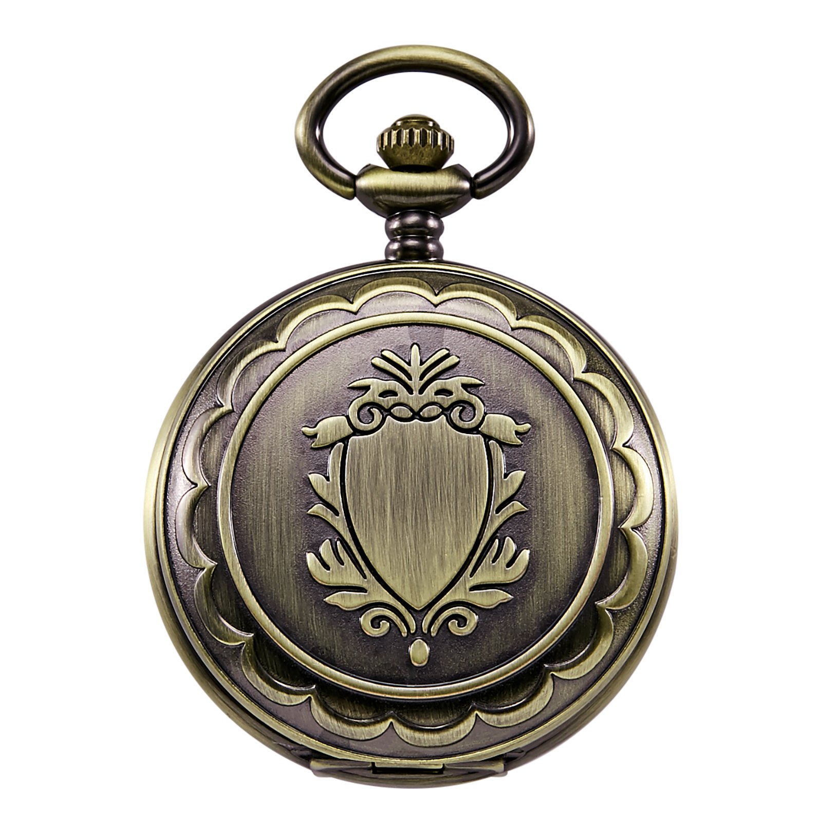 TREEWETO Montre de Poche mécanique Antique pour Homme et Femme, boîtier en Bronze, Train à Vapeur, Chemin de Fer, Chiffres Romains, Bronze, Antique