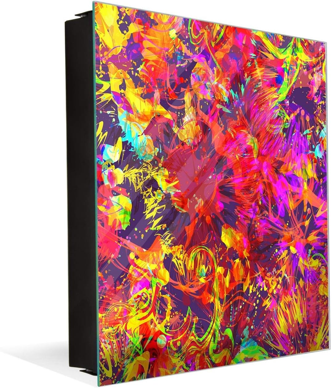 Key Cabinet Storage Box with Frameless Glass White Board K08 Bright Splashes