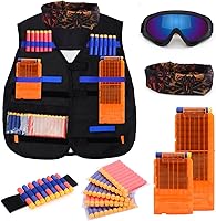 Vista 1 de Kids Tactical Vest Kit for Nerf Guns, N-strike Elite Series with 50 Bullets Refill Darts + 2 Reload Bullet Clips + Face Tube Mask + Protective