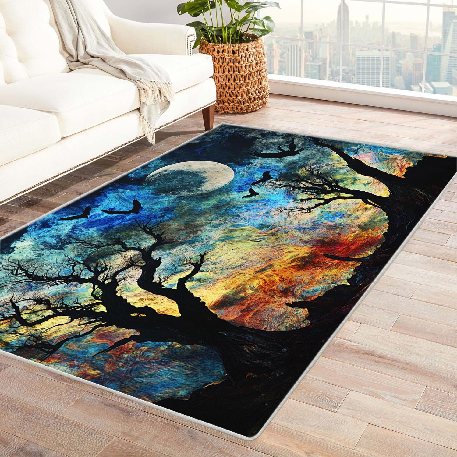 Moquette chambre et tapis de couloir bleu lune déco maison 120x180cm