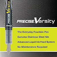 Vista 3 de PILOT Precise Varsity - Plumas fuente precargadas, de punta media de acero inoxidable, tintas negra/azul/violeta, 3 unidades (90022)