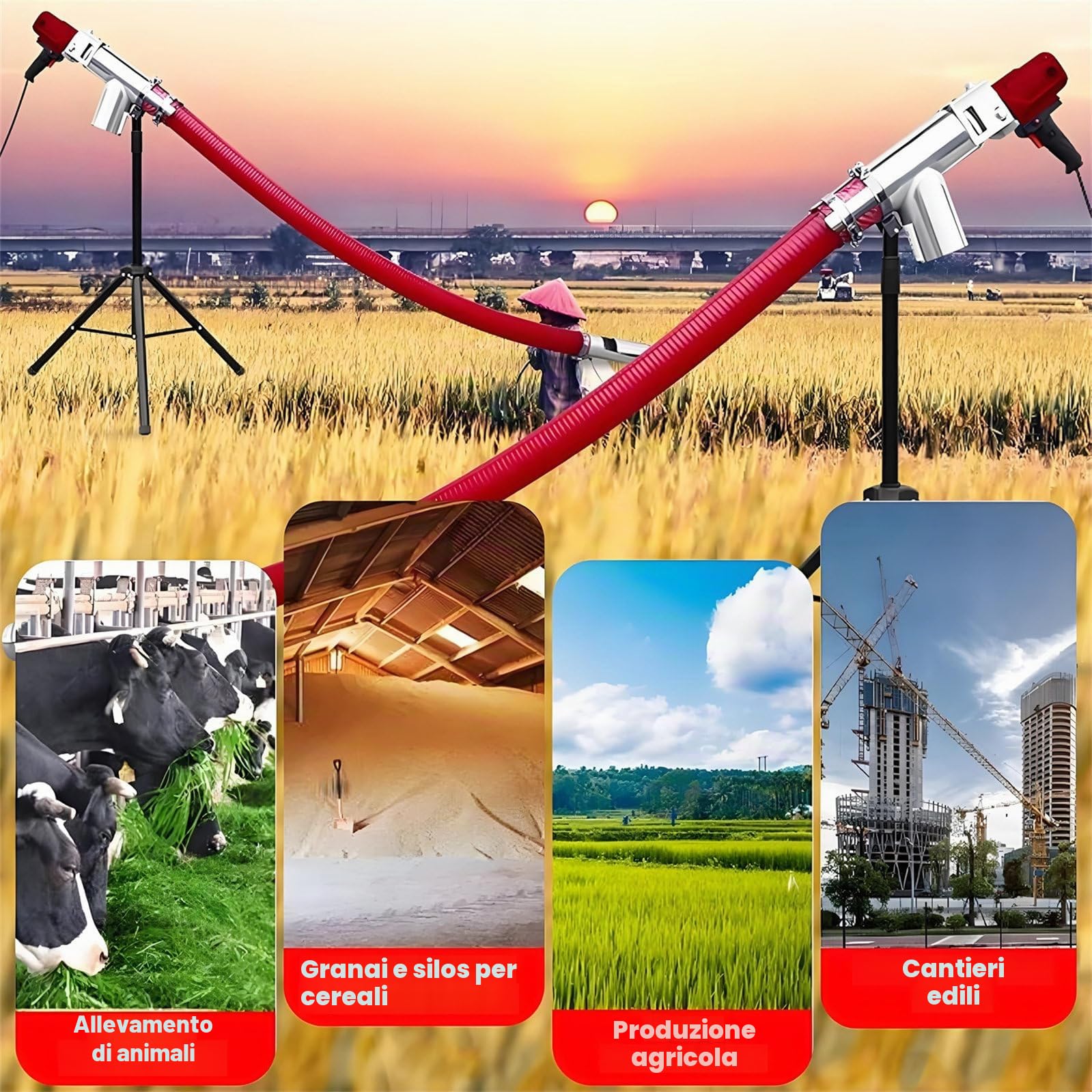 Coclea per Cereali per Impieghi Gravosi 1500W, Macchina per L'aspirazione Di Cereali, Trasportatore a Coclea Industriale per Pulizia Di Piccole Particelle Di Cereali, Cemento, Sabbia E Polvere, 1.5M