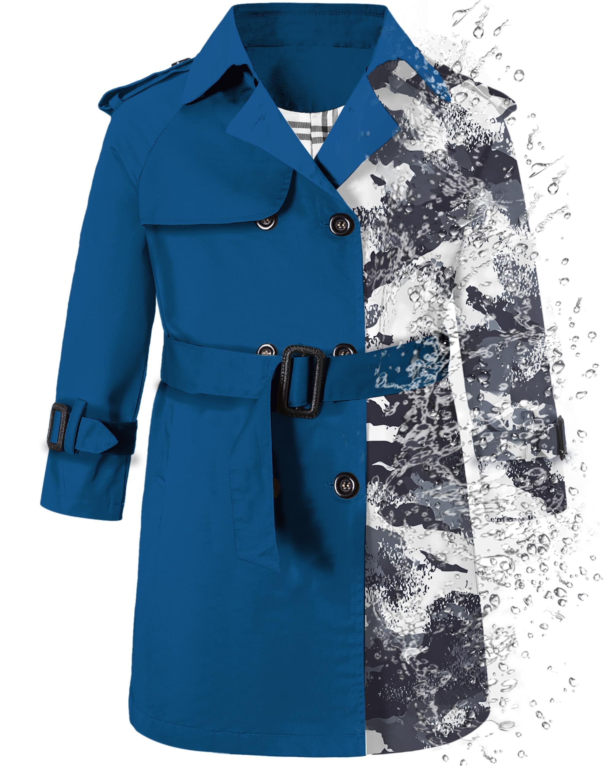 Betusline Boys Waterproof Trench Coat Double Breasted Classic Belted Outwear Jacket Dress Coats