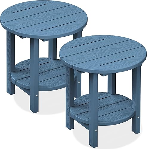 Miniatura 32 de SERWALL Mesa auxiliar Adirondack, mesa auxiliar para exteriores, sin montaje, mesa plegable pequeña de HDPE para patio trasero, piscina, porche