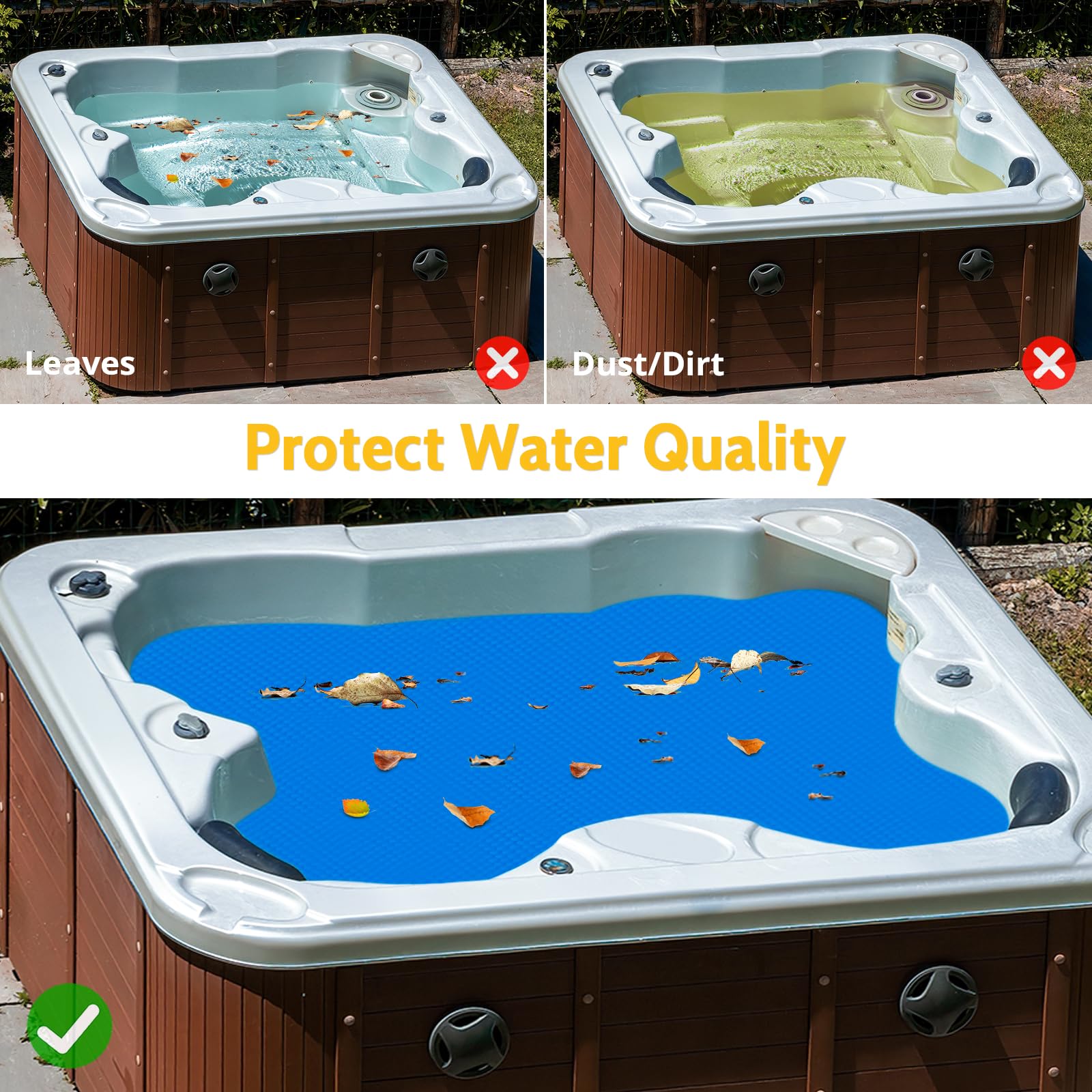 Cubierta de burbujas para bañera de hidromasaje, manta térmica cuadrada de 7 x 7 pies, cubierta solar para bañera de hidromasaje al aire libre