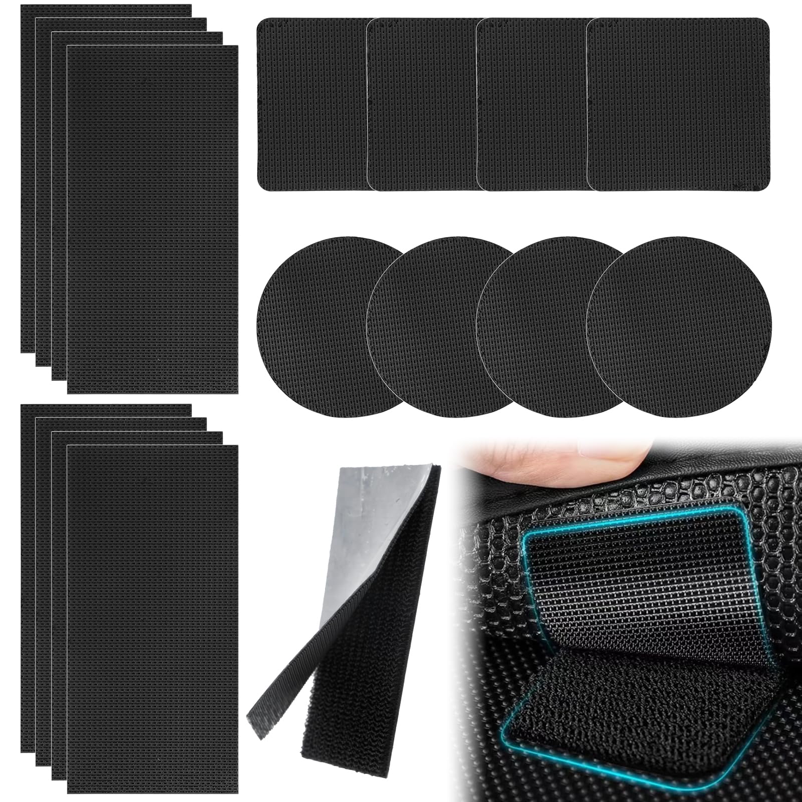 16PCS Rug Gripper Double Sided Carpet Tape Heavy Duty Non Slip Rug Pads for Hardwood Floors Laminate and Tile Washable Reusable Rug Tape to Stop Rug Moving and Anti Curling