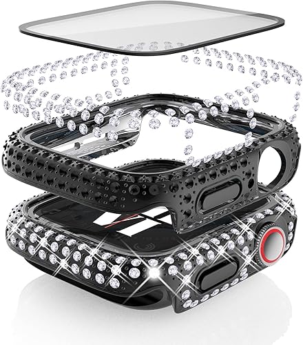 Miniatura 2 de Fullife - Paquete de 3 carcasas con diamantes de cristal de imitación compatibles con Apple Watch de 1.57pulgadas, con protector con vidrio templado
