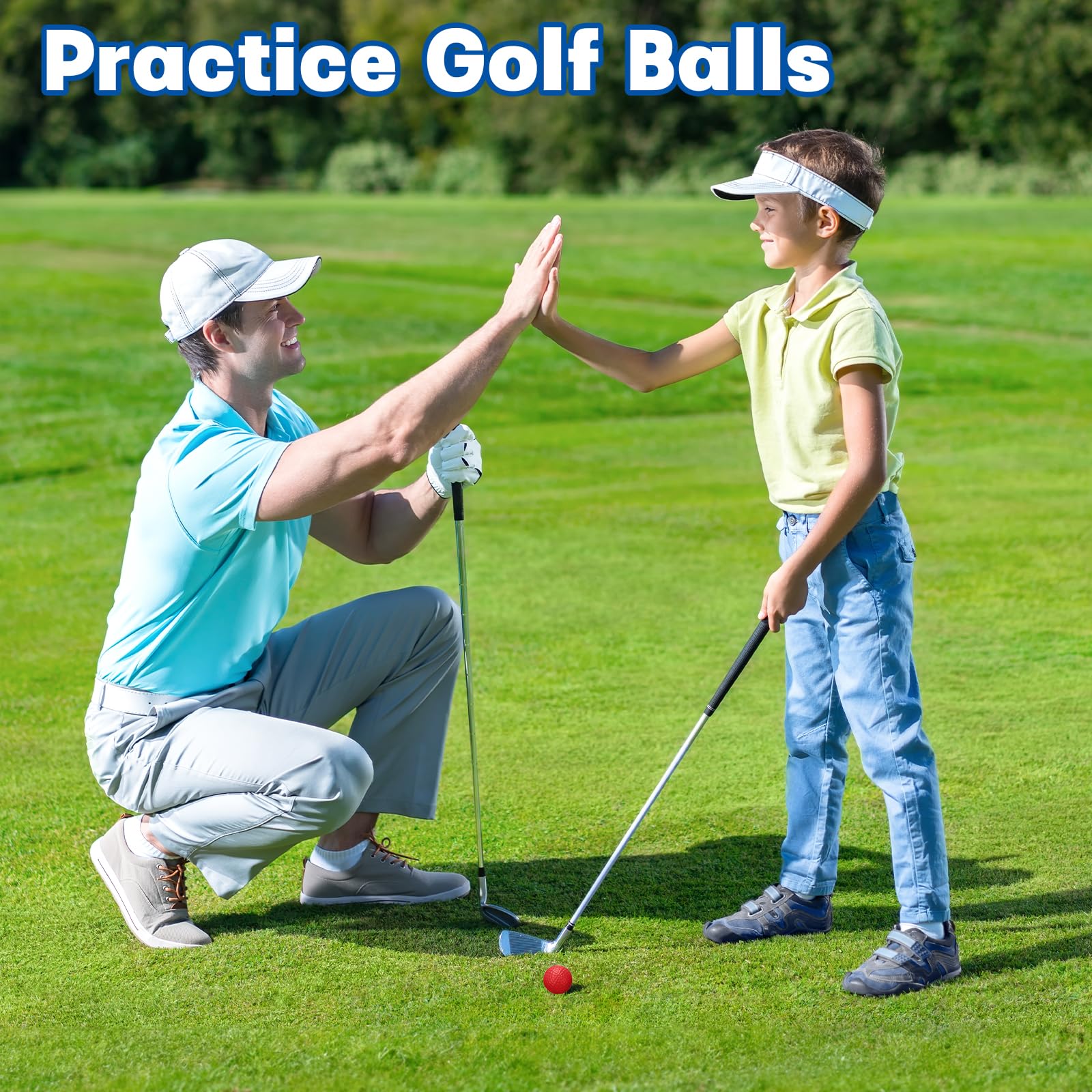 Coopay 72/150/300 Stück Übungsgolfbälle, 42 mm, Kunststoff-Golf-Trainingsbälle mit Kordelzugbeutel, hohl, Sportbegrenzter Flug, für Schwungübungen, Driving Range, Hinterhof, Zuhause, Innen- und