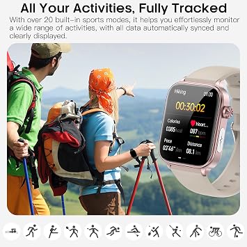 Smart Watch for Women Men(Answer/Dial) 1.96 IPS Smartwatch, 24/7 Heart Rate/Blood Oxygen/Blood Pressure/Sleep Monitor, Blood and Body Composition,100+ Sports Modes Fitness Tracker (champagne gold)
