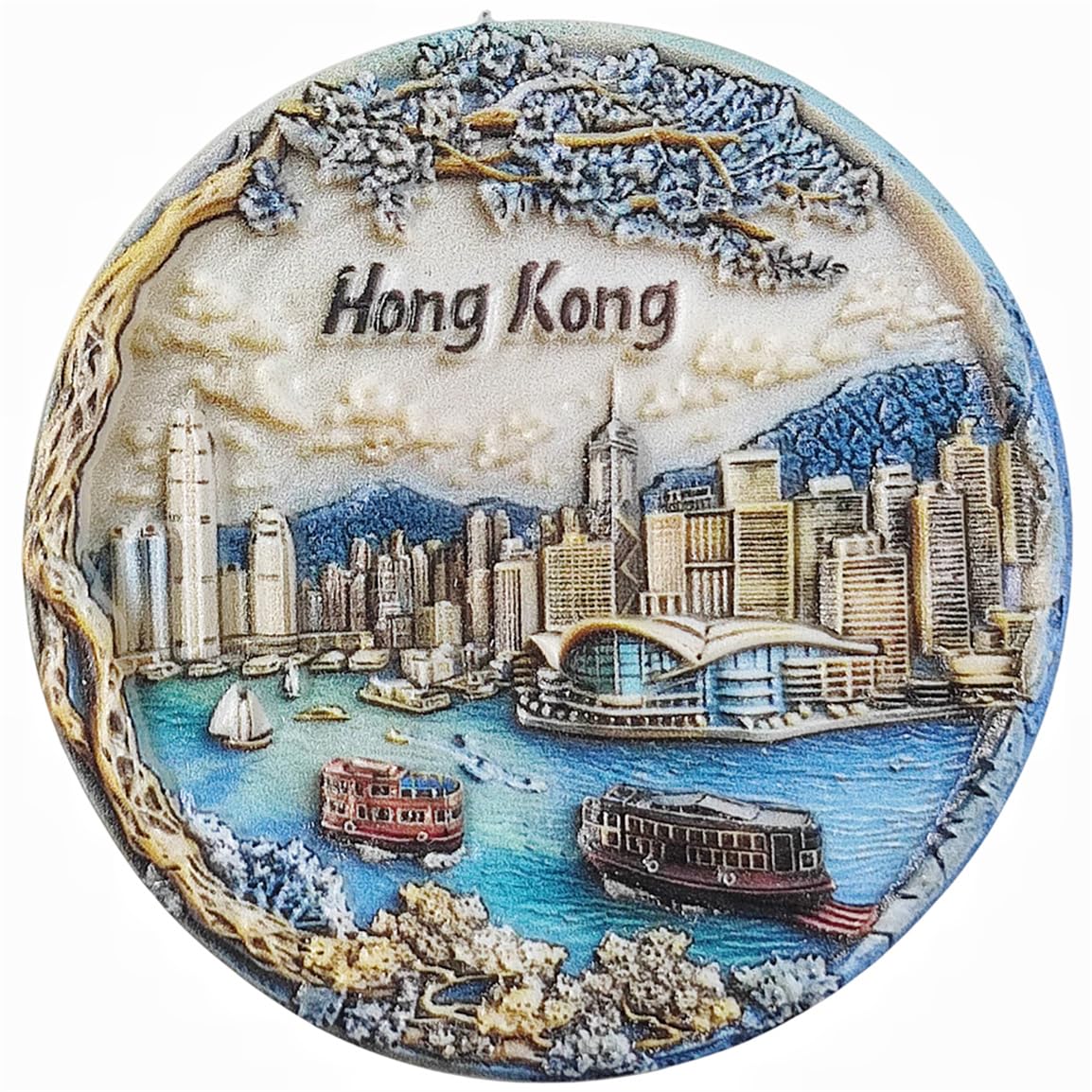 Hong Kong China 3D Fridge Magnet Souvenir Gift,Resin Handmade Hong Kong Refrigerator Magnet Home & Kitchen Decoration Collection