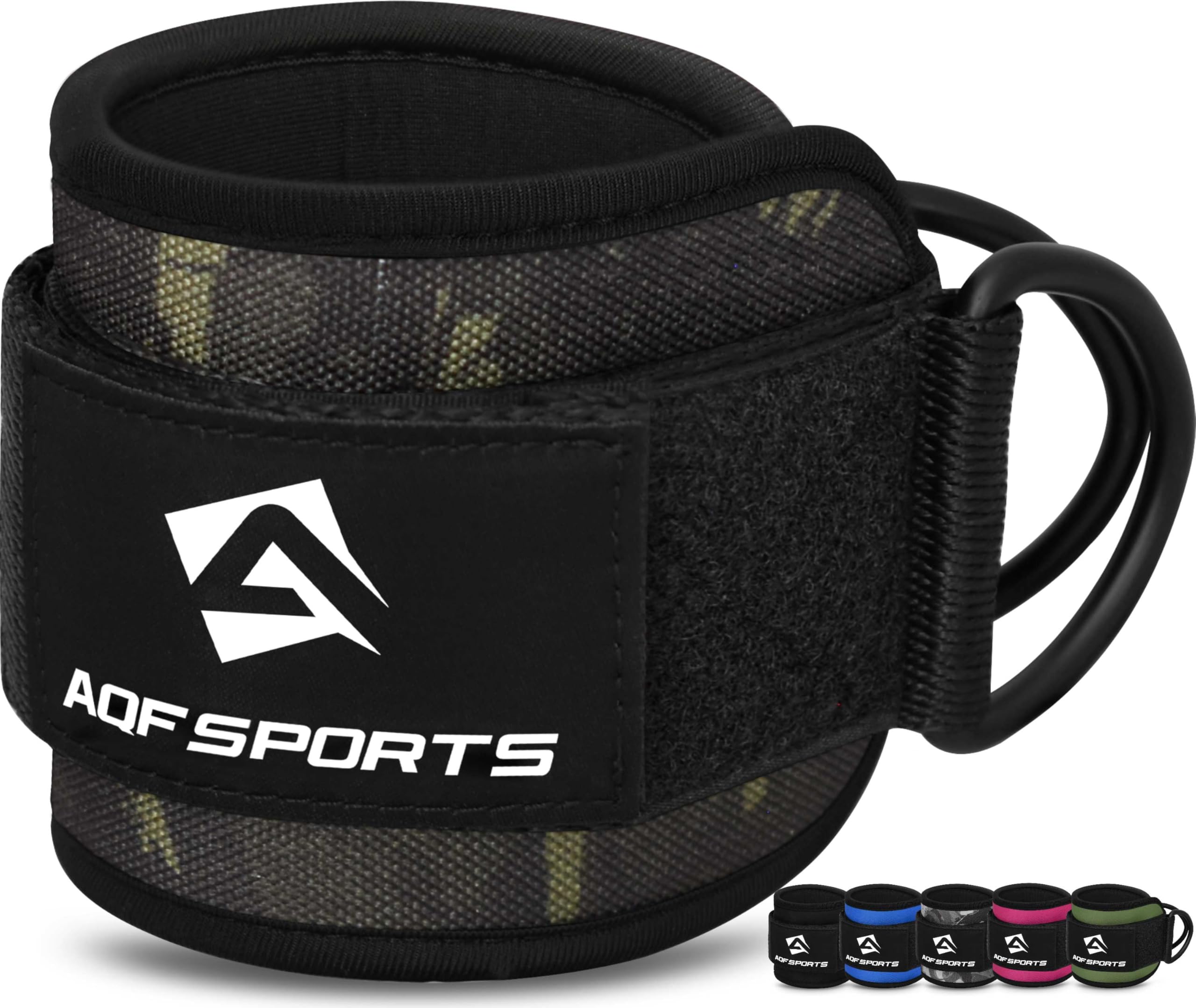 AQF Ankle Straps for Cable Machines Attachment - Neoprene Padded Gym Wrist Cuff Legs Extensions Curls, Kickbacks, Weightlifting Hip Abductor, Abs, Glute Workout (Green Camouflage, Single) โ image 1
