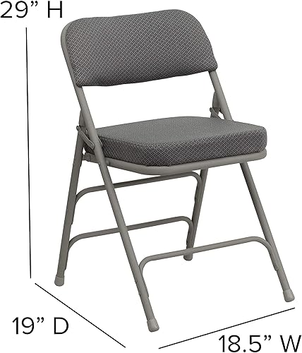 Miniatura 26 de Silla plegable de metal tapizada Hercules de Flash Furniture, tela curvada color borgoña, 2 unidades Tela borgoña/marco gris,Tela gris/marco