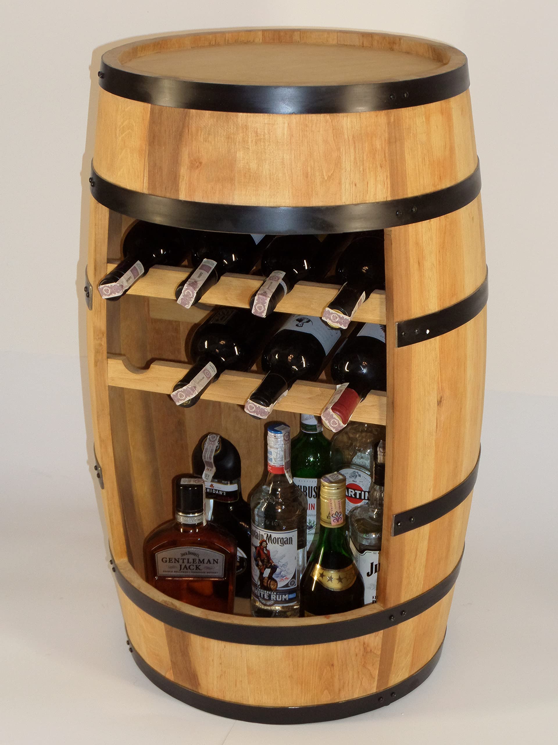 CREATIVE COOPER Mesa de pie para Barril de Vino, Mini estantería con Soporte para Botellas de Vino, Banco de Alcohol, estantería para Botellas de Madera, Barril de Madera, Barril de 80 cm (Roble)