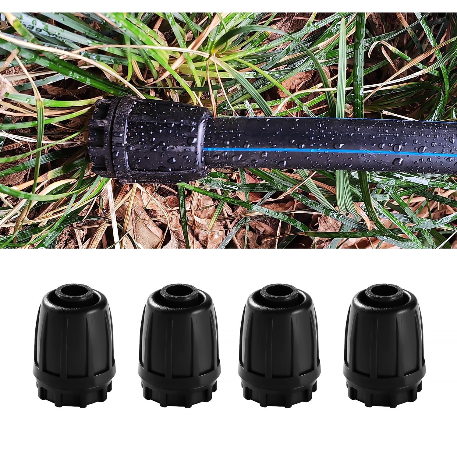 VooGenzek 10 Piezas Accesorios de Riego Tapones de Extremo para Tubos 16mm, Adaptador de Riego por Goteo, Conectores de Púas de Manguera para Sistemas de Riego, para Césped, Jardín (Negro) — view 5