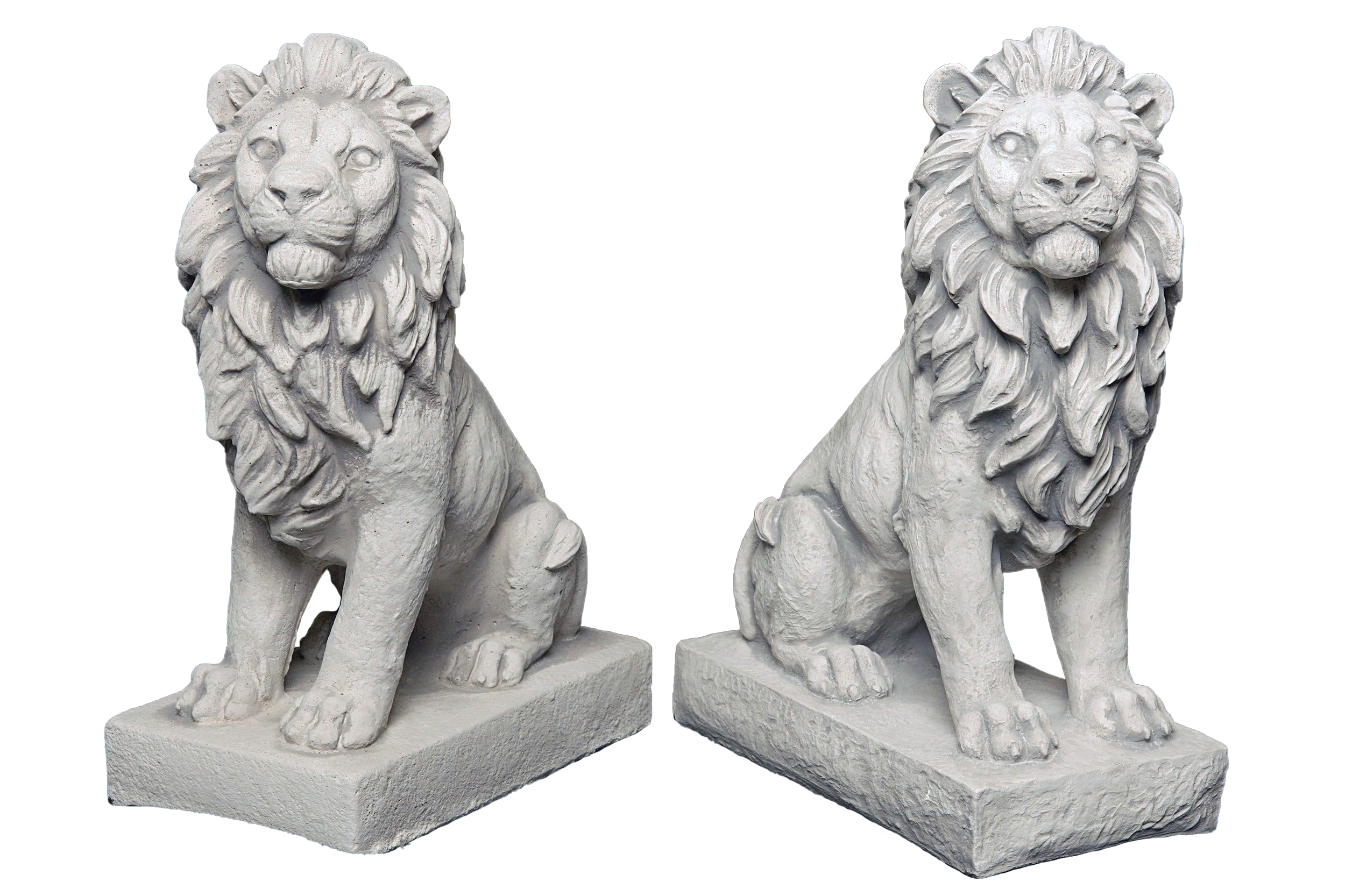gartendekoparadies.de Set of 2 x lion left and right, stone figure, H. 34 cm, 22 kg, gray, frost-proof made of cast stone for outdoor use (set)
