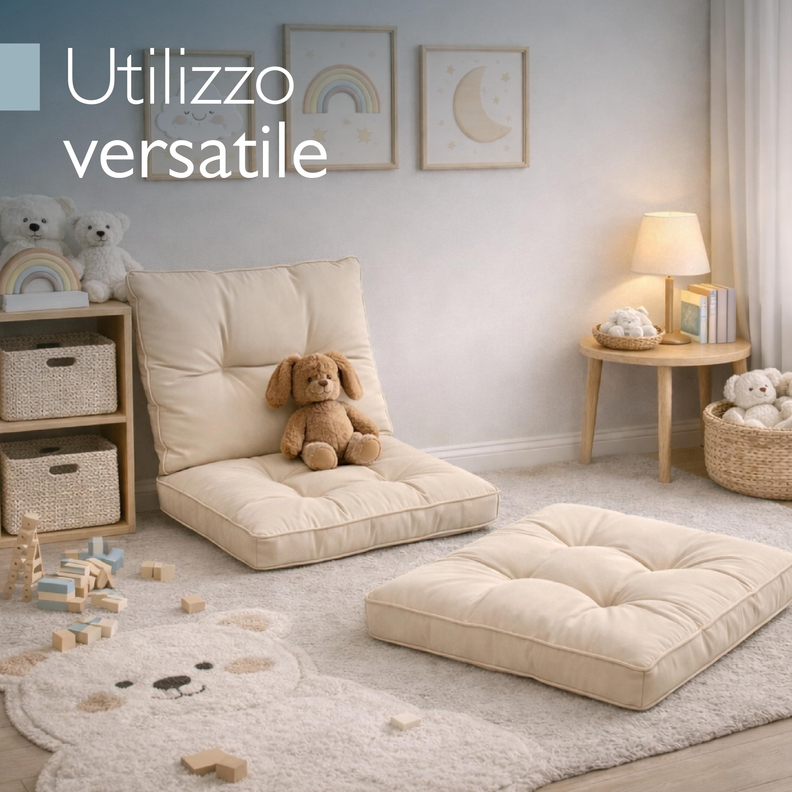 Beautissu Cuscino per Esterno Outdoor - Resistente all'Acqua- Comodo Schienale - 70x40x12 cm - per mobili Rattan e Giardino - Beige Chiaro