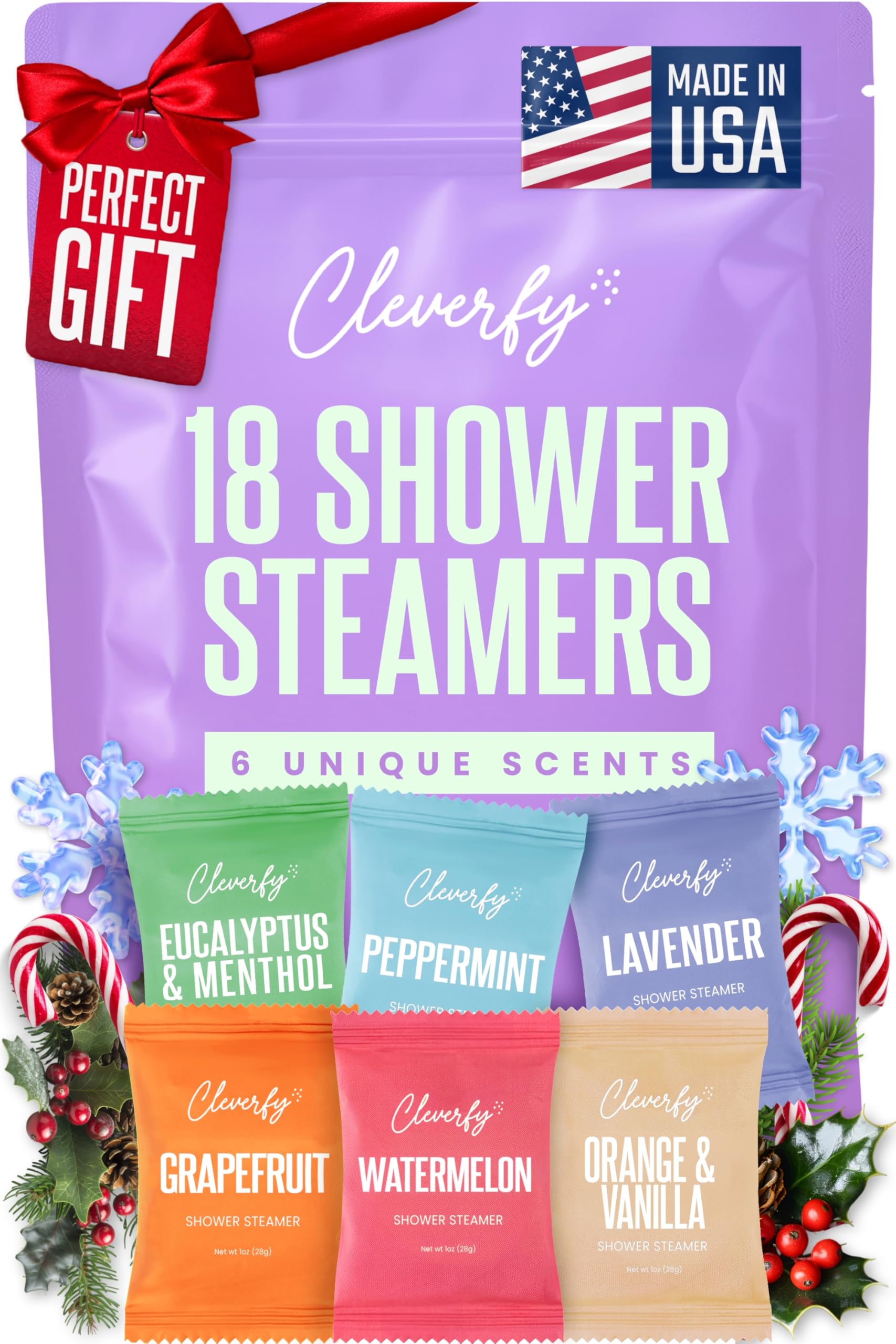 Cleverfy Shower Steamers Aromatherapy – Stocking Stuffers for Teen Girls, Women and Wife – Christmas Gifts for Teens and Women – White Elephant Gifts for Adults – 18 Tablets