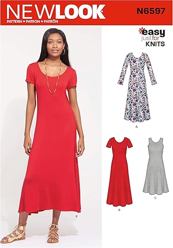 New Look Pattern N6597 - Vestido de punto para señorita, varios, blanco
