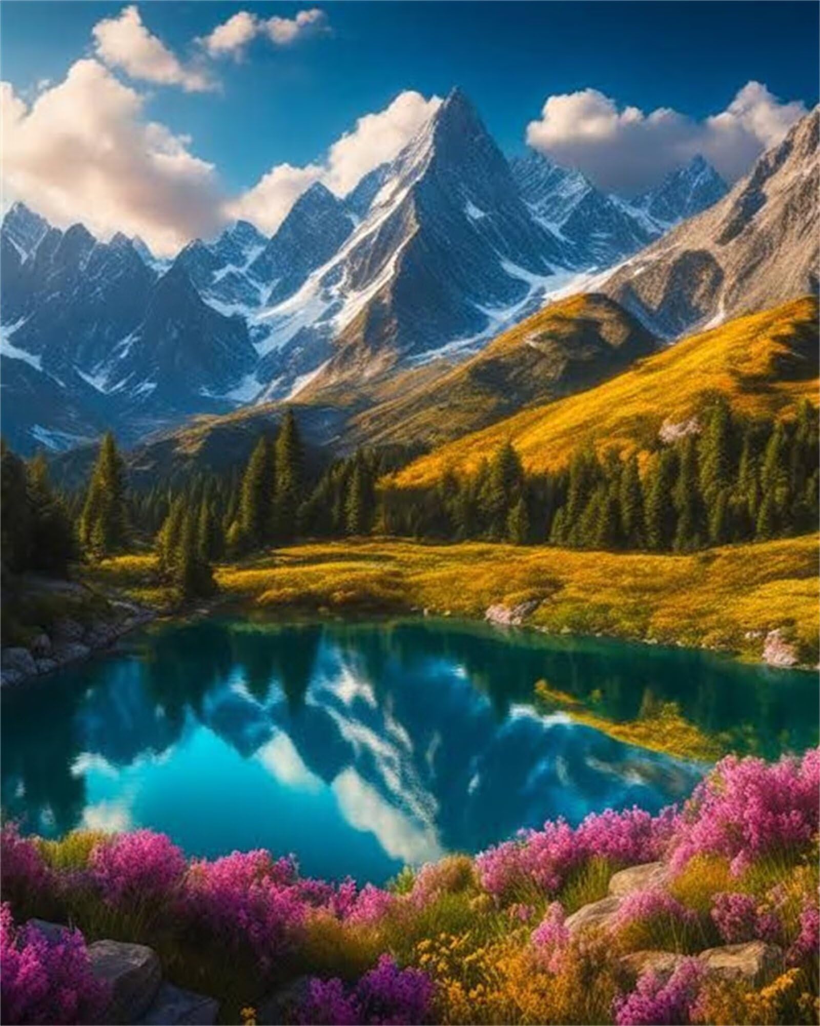Puzzle 1500 elementów dla dorosłych krajobraz jeziora górskiego, klasyczne puzzle układanki 87 x 57 cm, gra zręcznościowa dla całej rodziny, kolorowe układanie puzzli, dekoracja domu