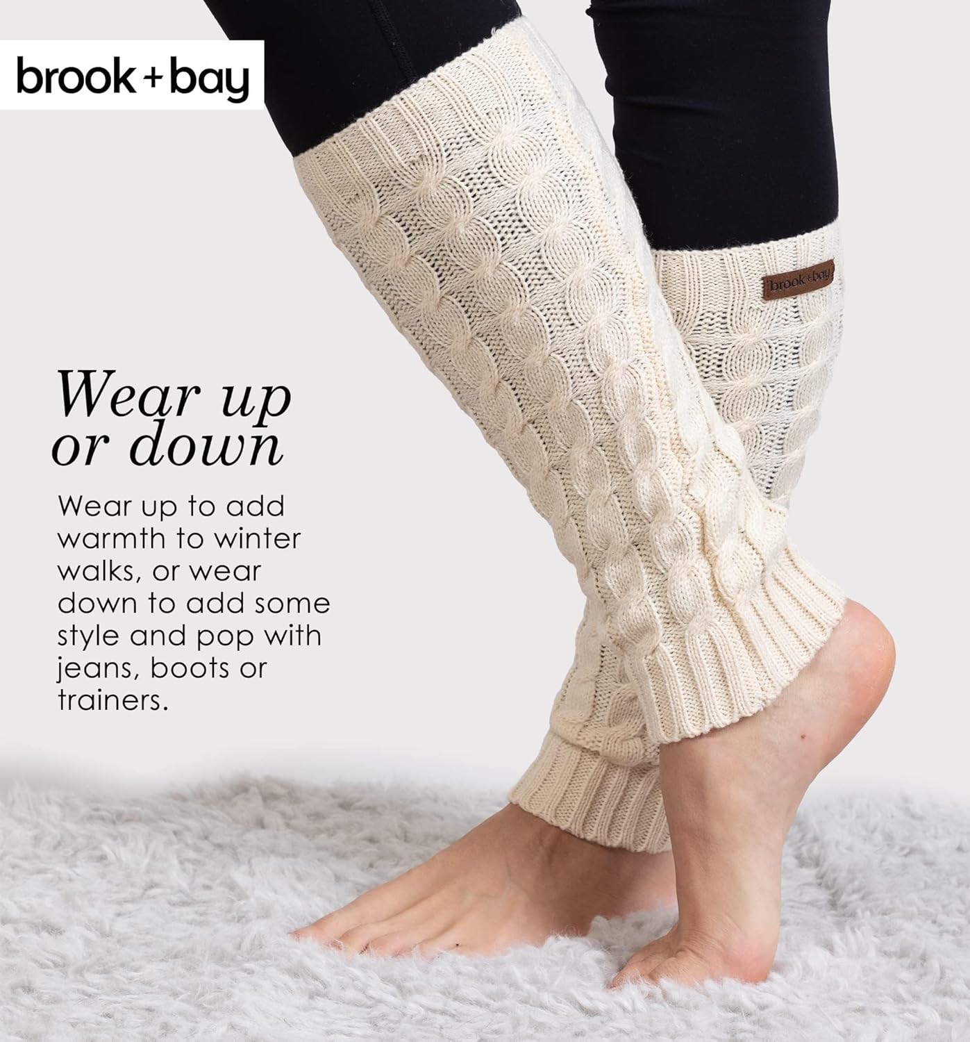 Brook + Bay Women's Leg Warmers - Legwarmers - Ballet Leg Warmers Women - Ankle Warmer - Cable Knit Legwarmer - Keep Your Calves Warm in Winter - Knitted Calf Warmer for Women Men - Image 5