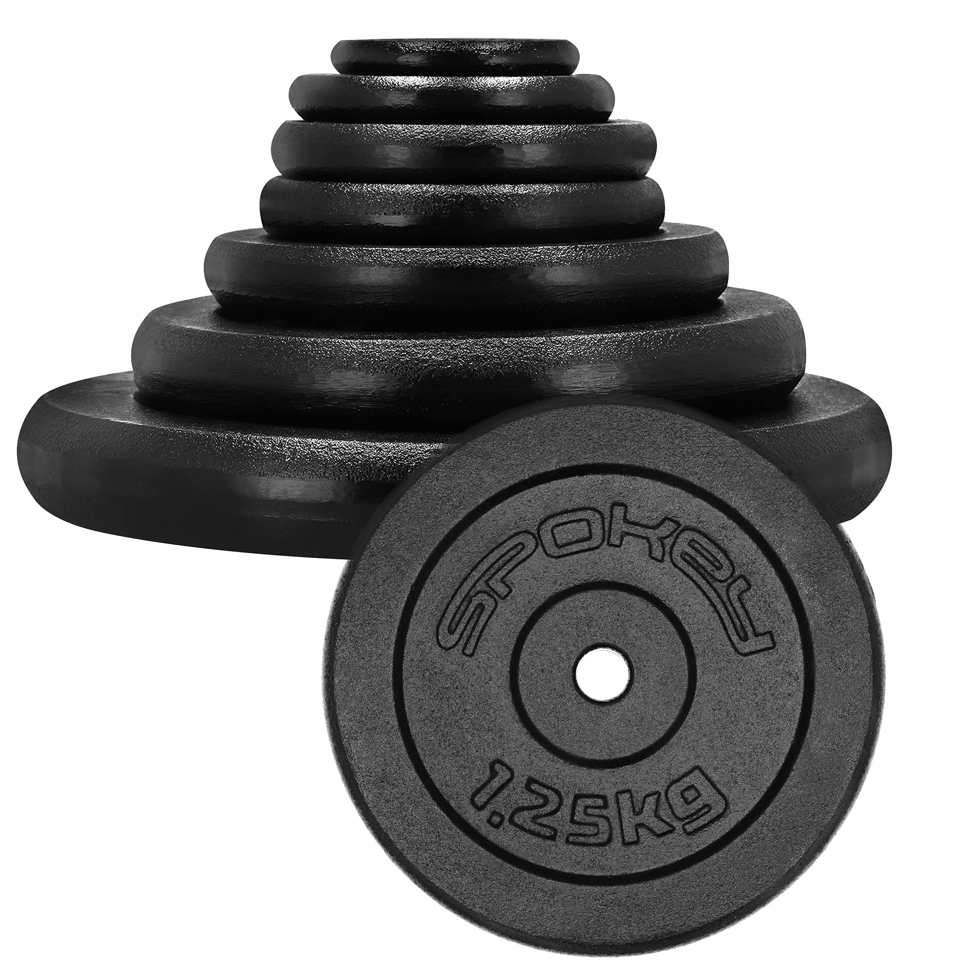 Spokey SINIS żeliwna tarcza do hantli, czarna, 1,25 kg