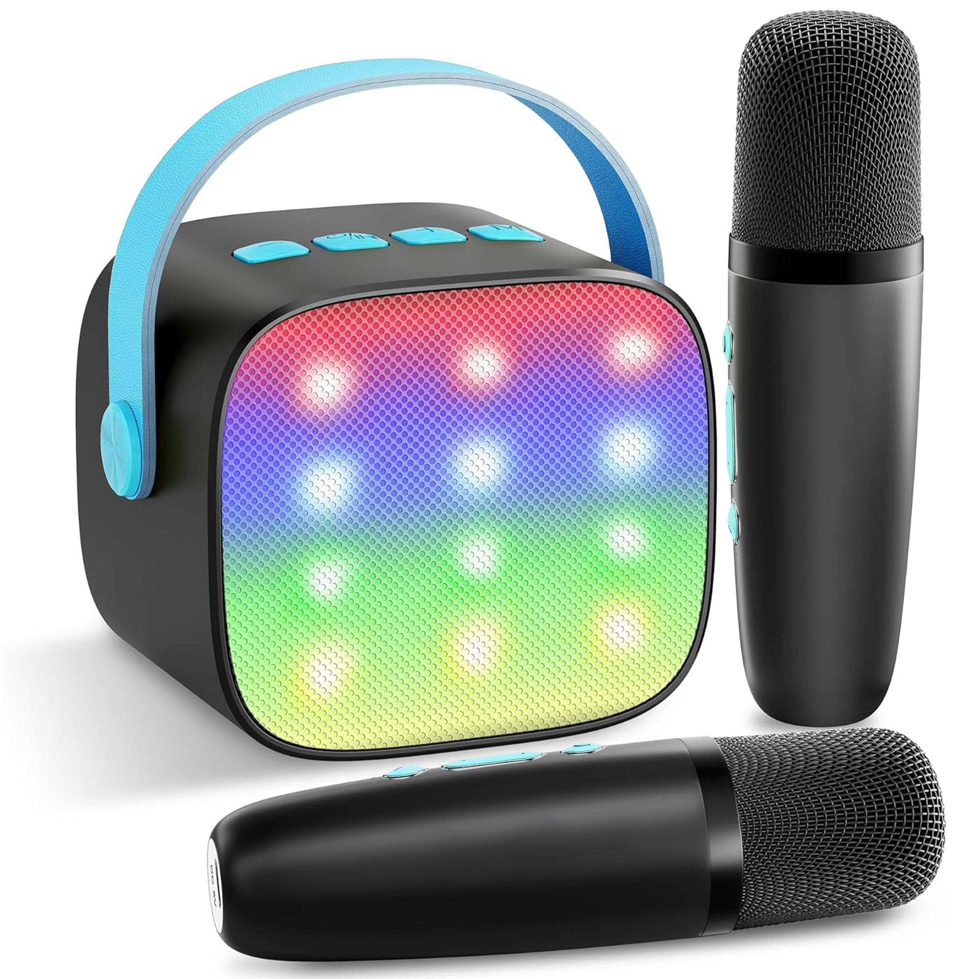 YLL Mini Karaoke Machine for Kids, Toy Birthday Gifts for Boys Ages 4-12+ | Portable Bluetooth Speaker with 2 Wireless Microphones, 5 Magic Voices, Present for Girls Toddler Ages 3,4,5,6,7,8,9,10,11,12