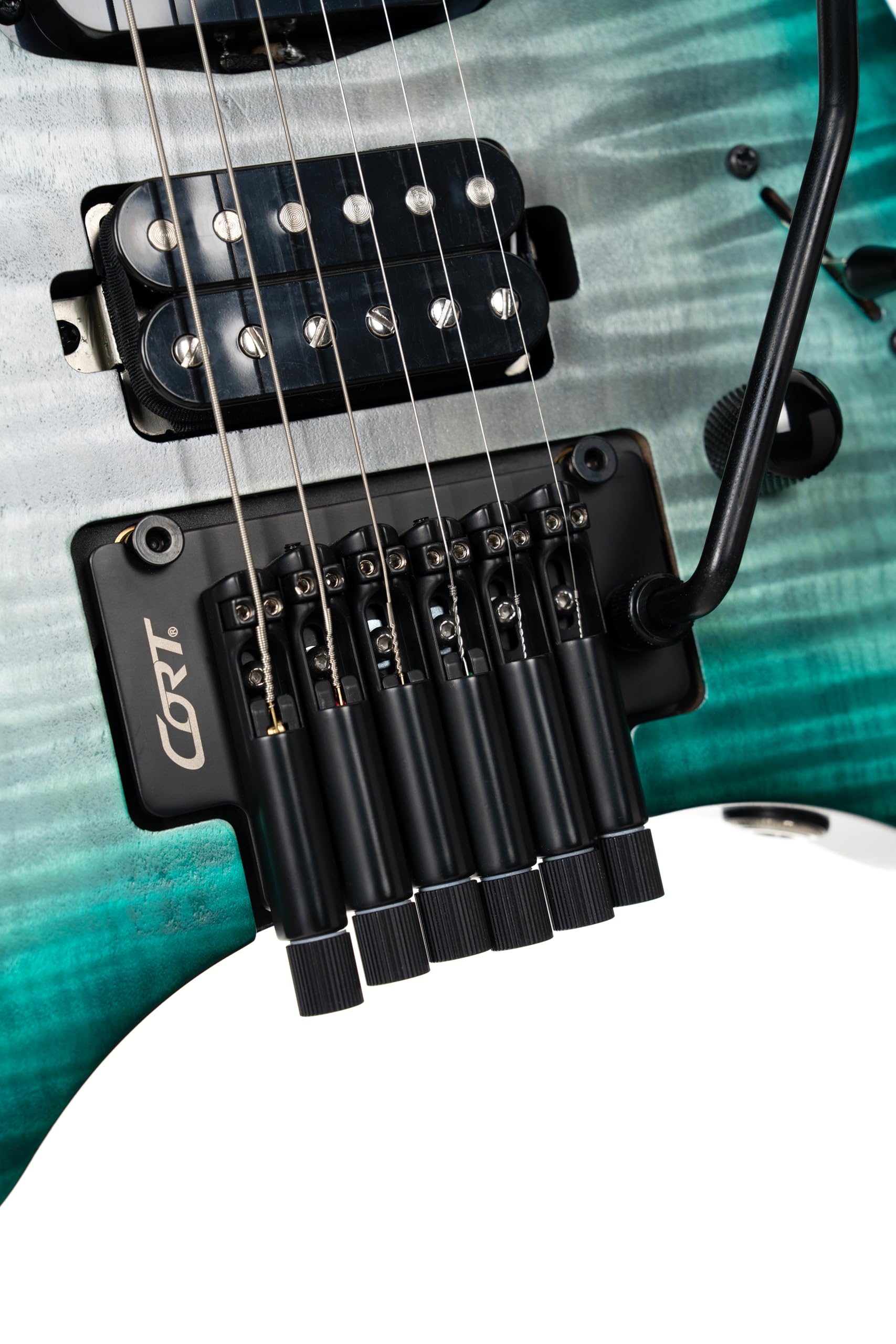 Cort Space 6GTR - Guitarra eléctrica con bolsa de concierto, color laguna semibrillante