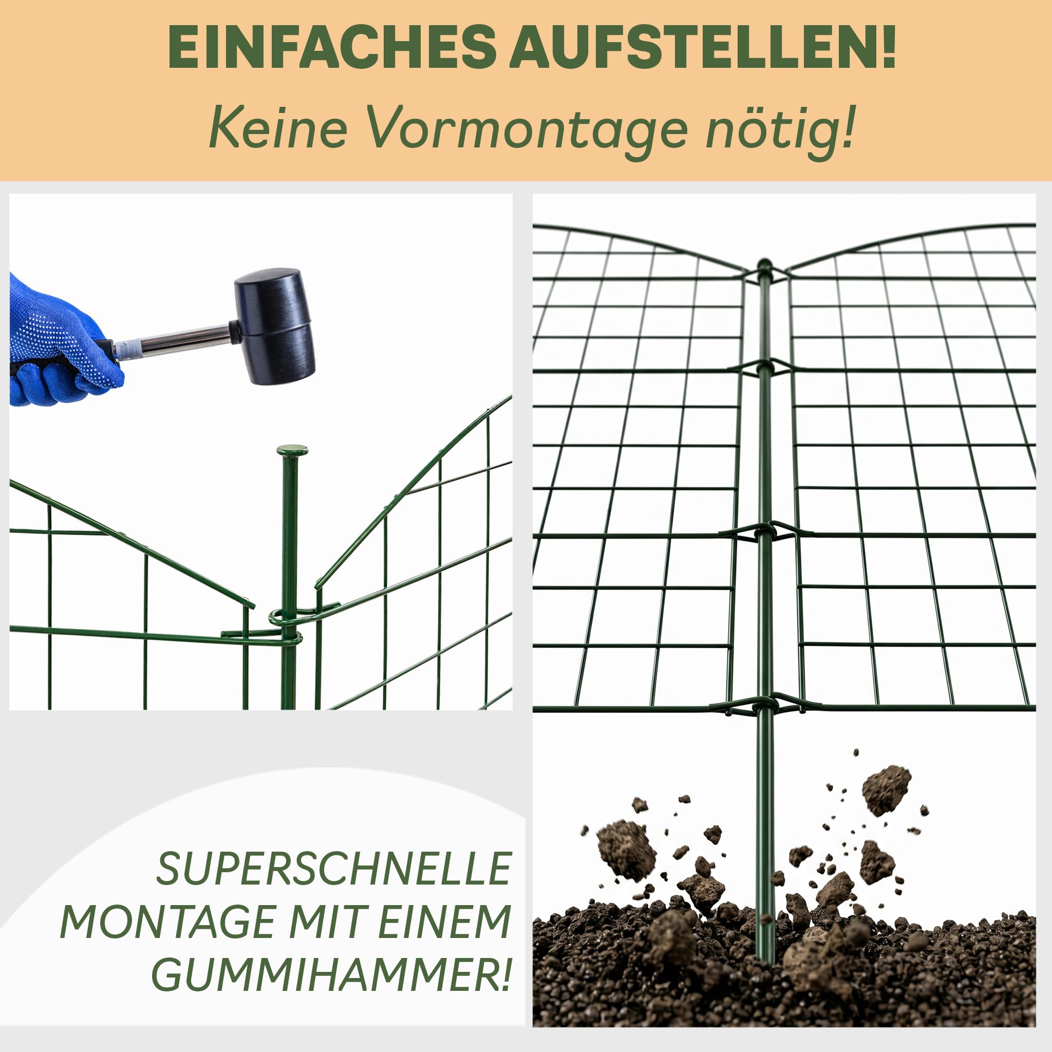 Valla de jardín enchufable Valla de Estanque para Estanque 12 Elementos de Valla Metal para Perros 78 cm Altura Verde