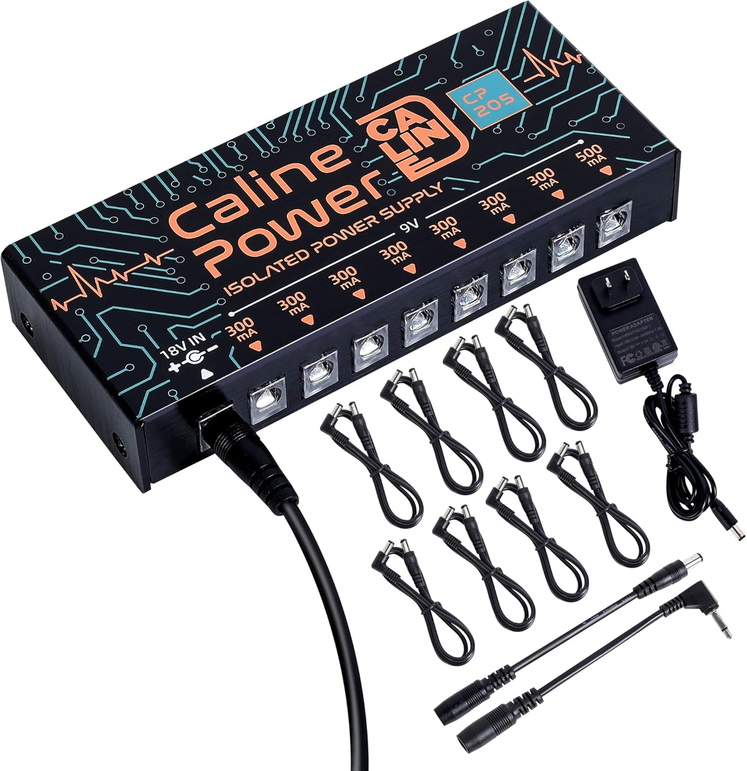 Caline CP205 DC 9V Guitar Pedal Power Supply, True