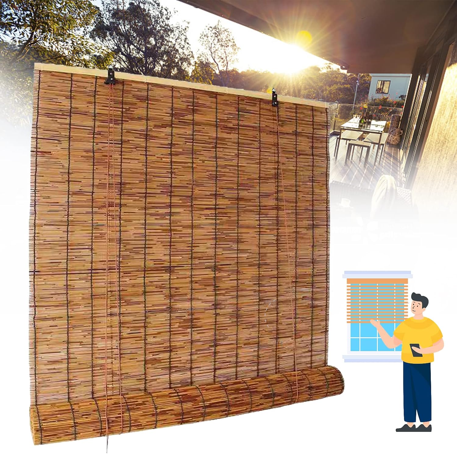 Bamboo Shades Outdoor Shades Reed Curtain Cordless Reed