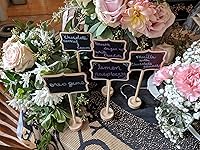 Vista 5 de 20 piezas de mini letreros de pizarra de madera y calcomanías de repuesto, etiquetas de alimentos para bufé de fiesta, pizarra para letreros