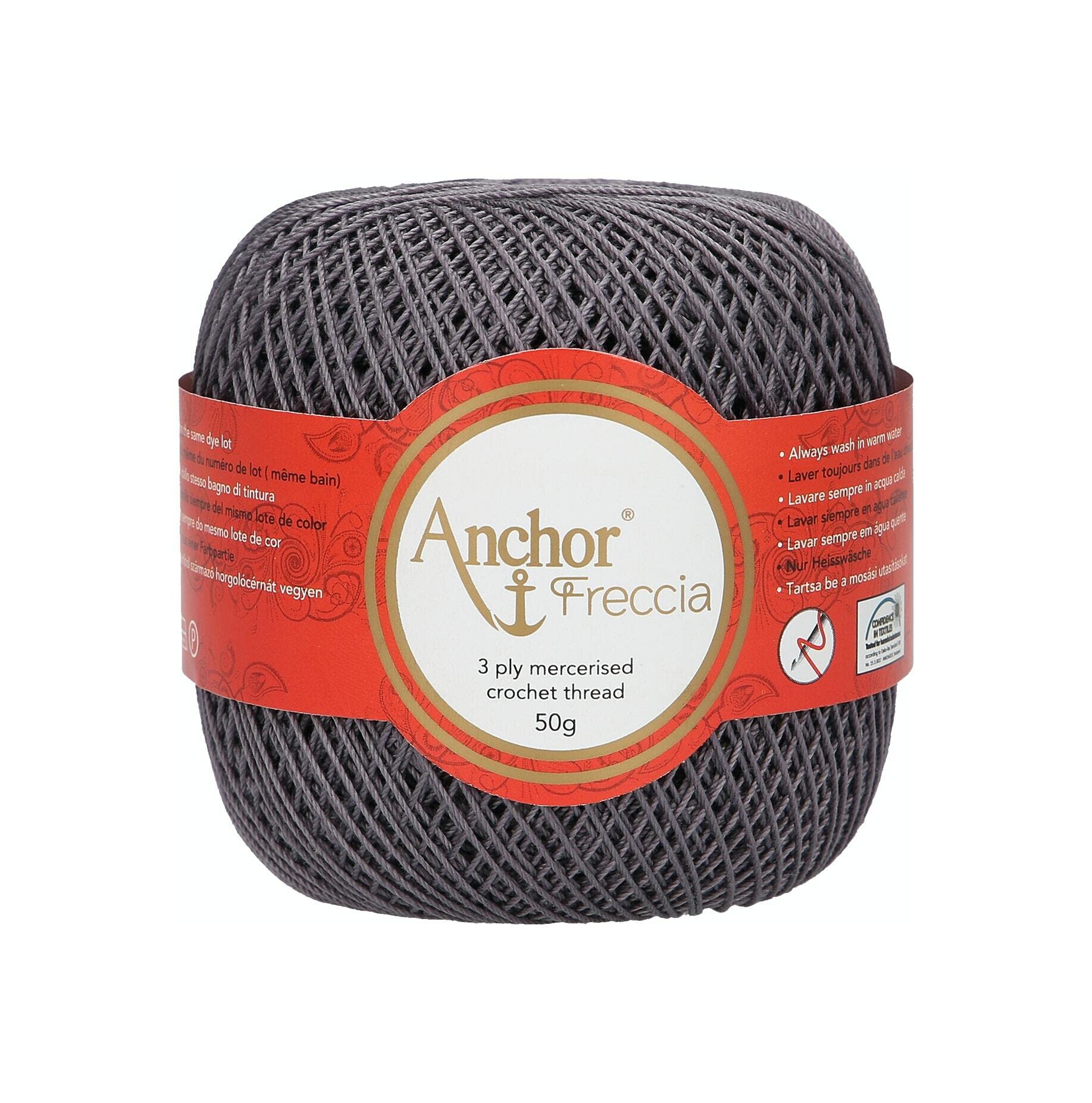 Anchor Freccia 12 Gauge 100% Cotton Crochet Yarn, Cotton, 00400 Black, Black