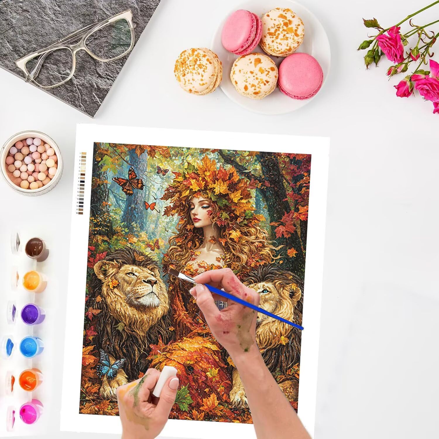 WEISHIWE Lion et femme Peinture Numero Adulte Kits, 60x80cm m-886