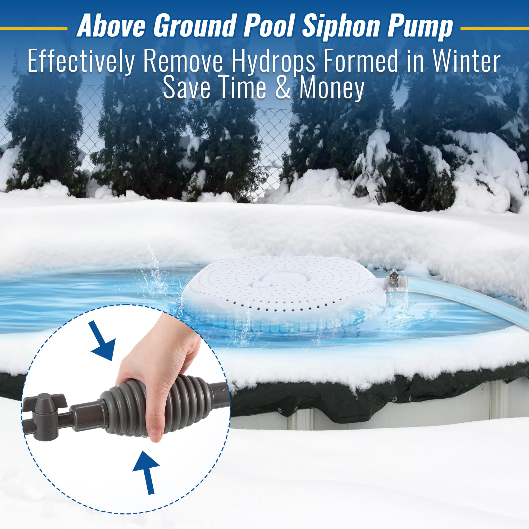 Enhon Pool Cover Siphon Pump for Above Ground, Autumn Winter Swimming