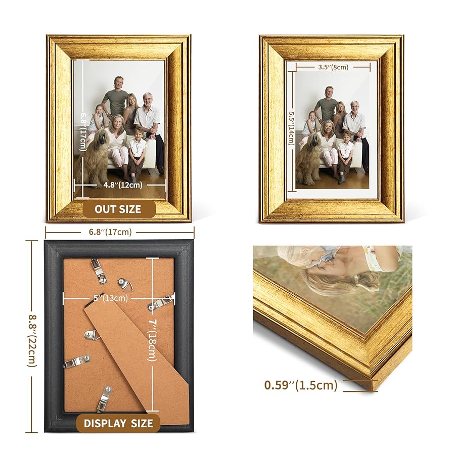 絵画 FOCUSPRIME 5 Amazon.com - SYNTRIFIC 5x7in 6PC Vintage Gold Picture Frames