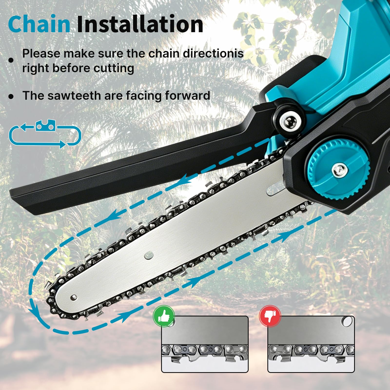 Mini Motosierra Bateria 6, 8 Y 10 Pulgadas, Sierra Electrica Podar Arboles Sin Escobillas Con Lubricacion Automatica, Motosierra De Mano Inalambrica Con Cerradura De Seguridad Para Jardin Y Madera
