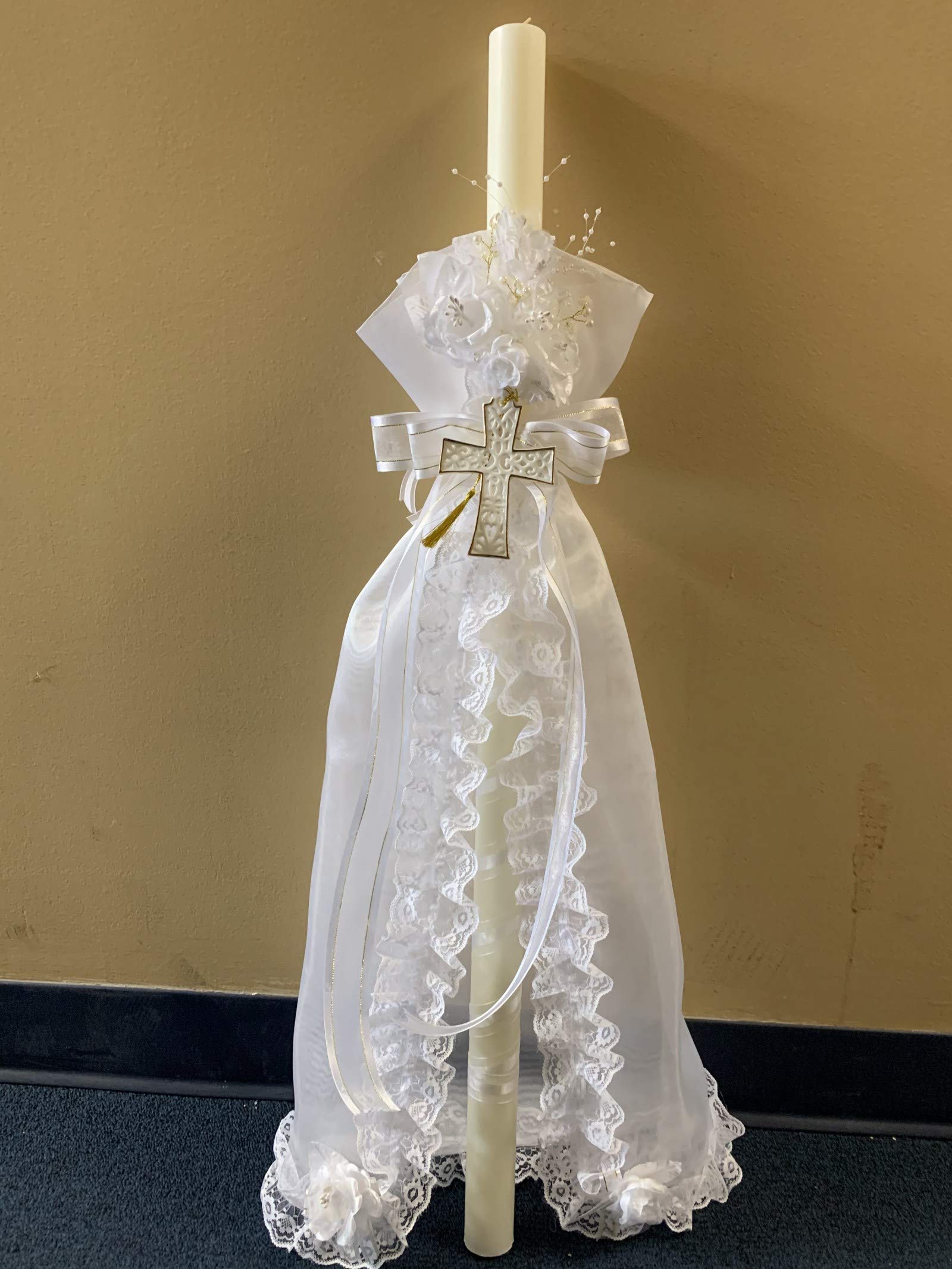 Baptism and Christening Greek Candles Baptism Lambatha/Lambada Baptism Candle Set