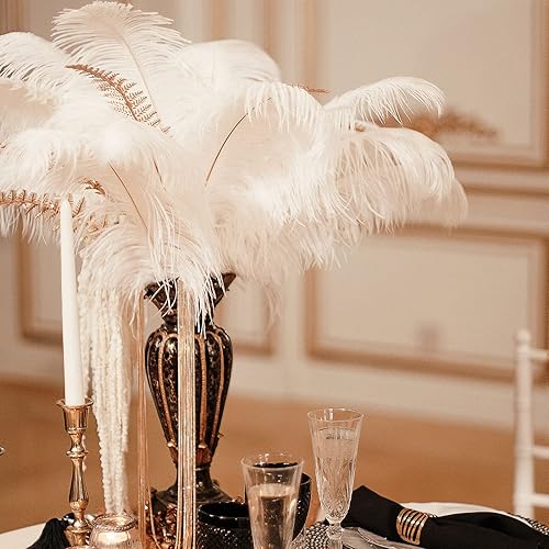 Miniatura 3 de Hanaive Juego de 150 plumas de avestruz a granel de 12-14 pulgadas (11.8-13.8 in), 70 plumas de avestruz grandes con 80 palos y cinta para