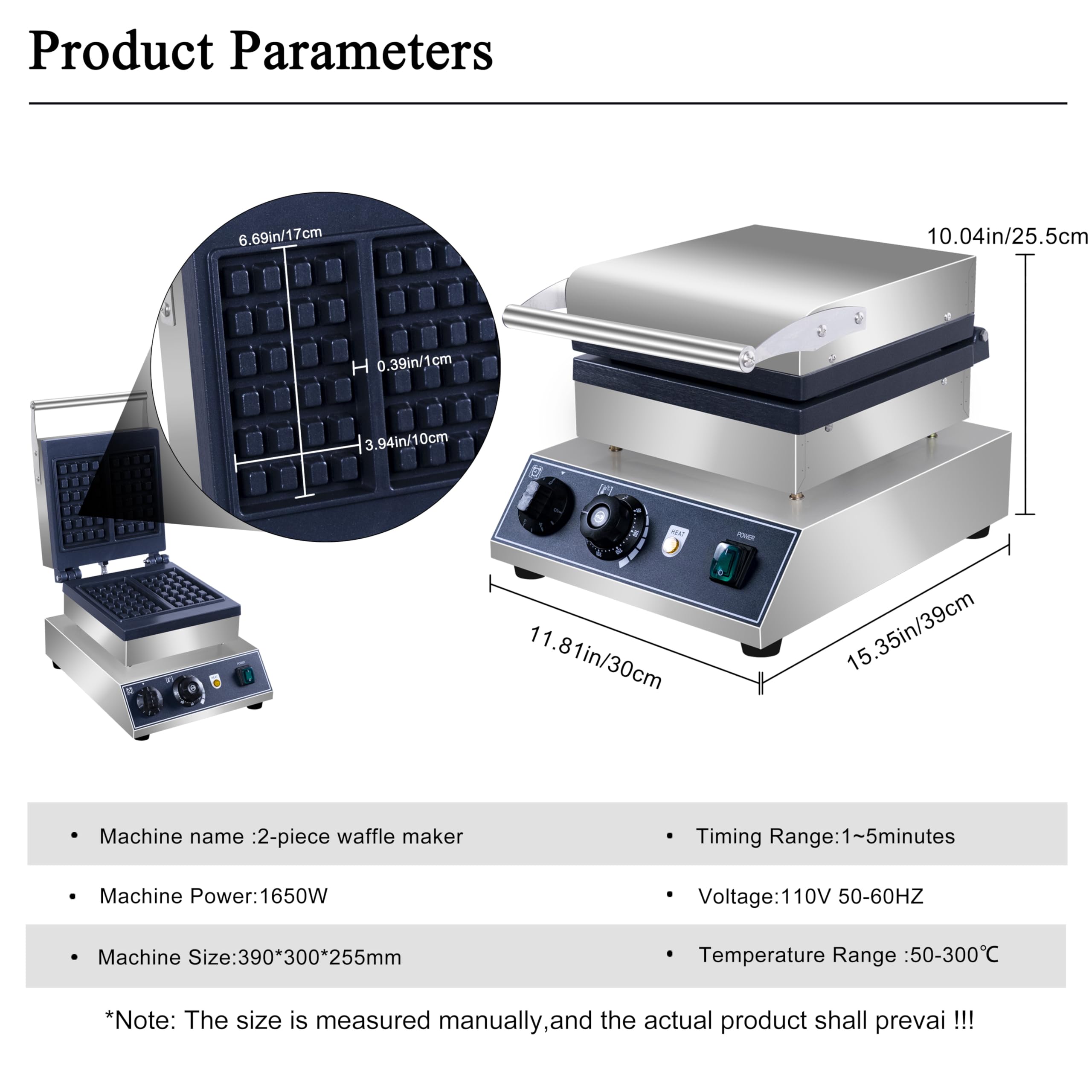 Amazon.com: Waffles Maker 2 Slices, Large Square Belgian Waffle