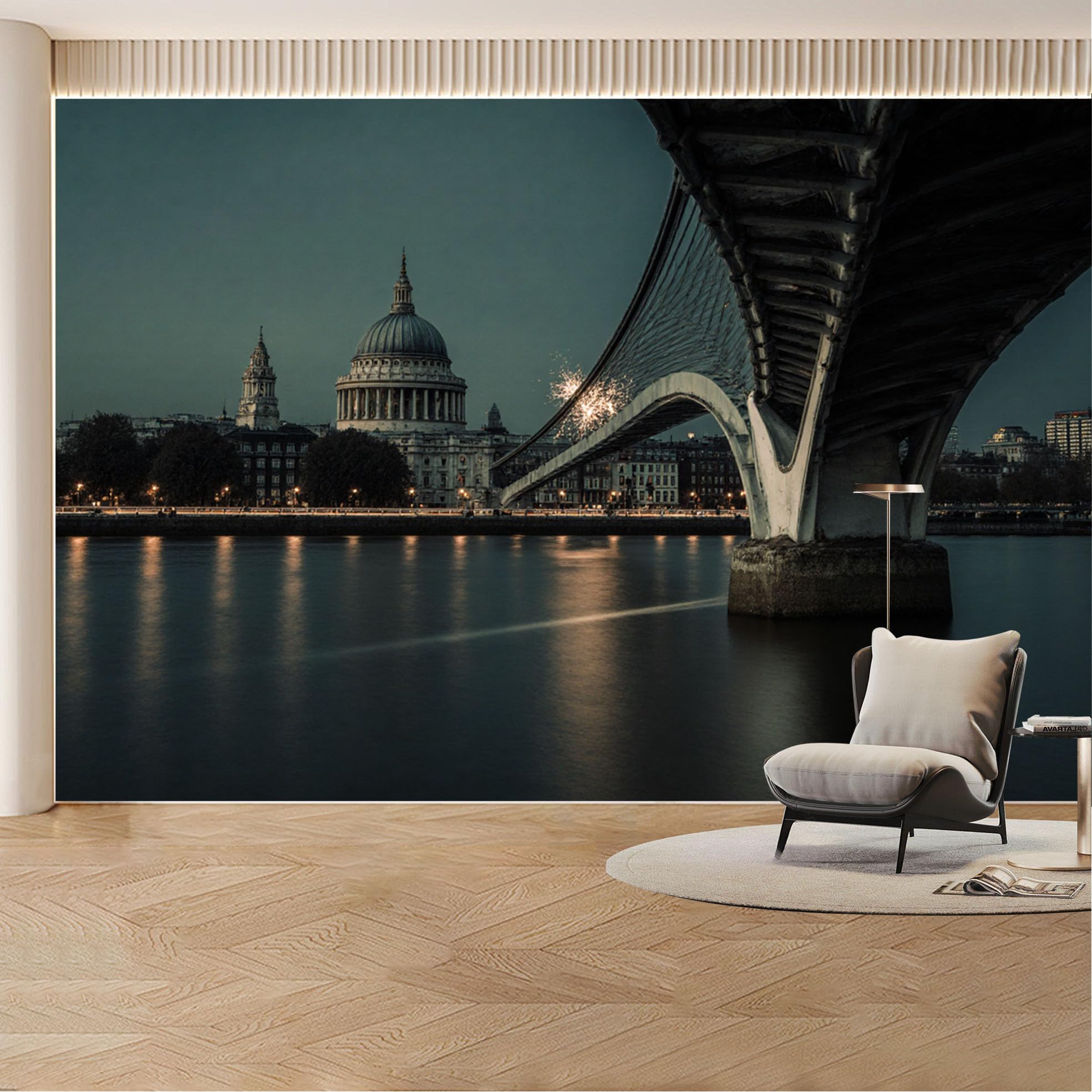 Custom Wall Mural Wallpaper City Skyline Bridge Architecture Landscape Modern Wall Decor Large Wall Art Night View Urban Elegance Removable SelfAdhesive Large Photo for Living Room， Bedroom， Office