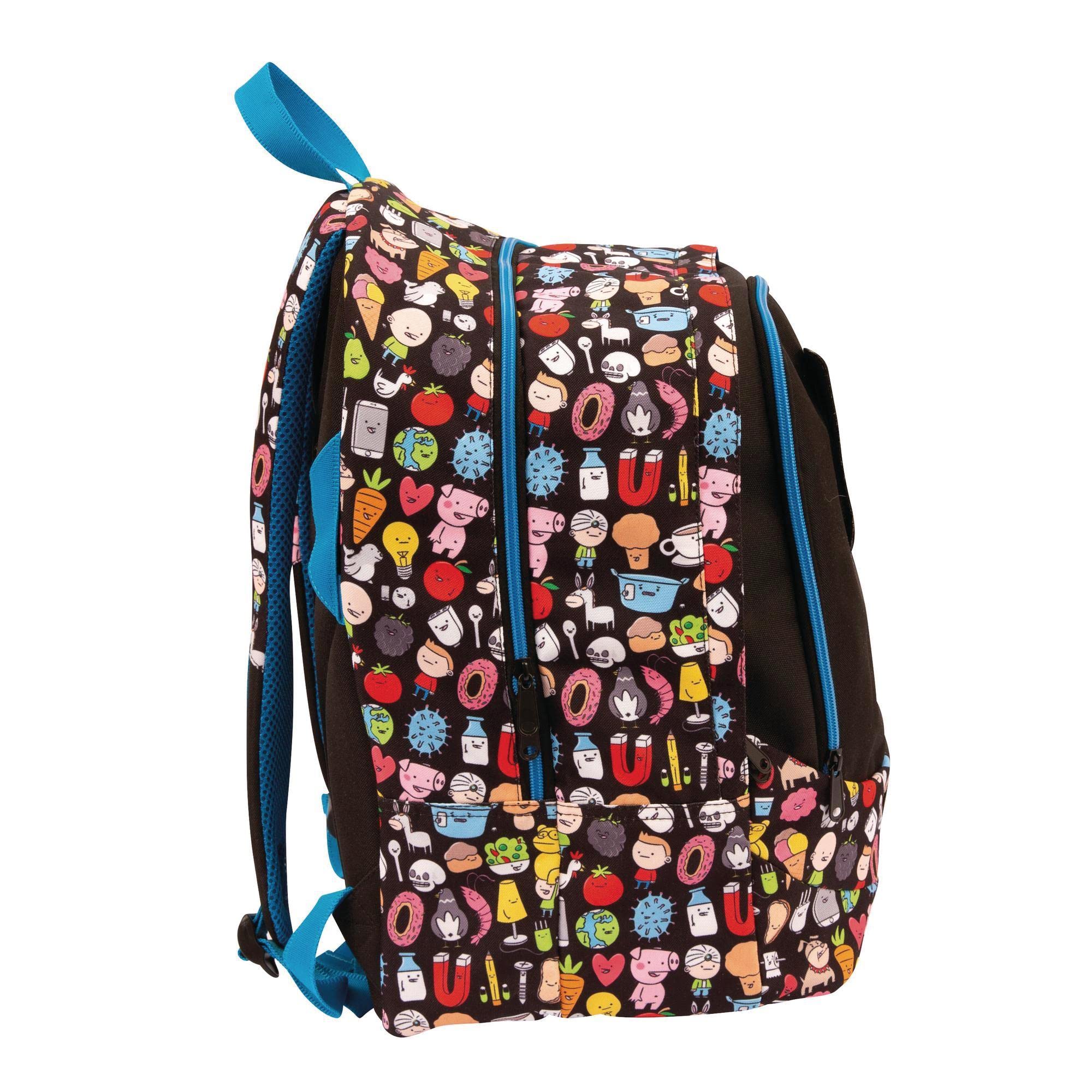 Giochi Preziosi - Zaino round Pera Toons, 3 vignette in tessuto intercambiabili, 3 Scomparti con cerniera, Schienale e Spallacci Imbottiti, per la scuola e al tempo libero, Dim. 31 l x 42 h x 20 p cm