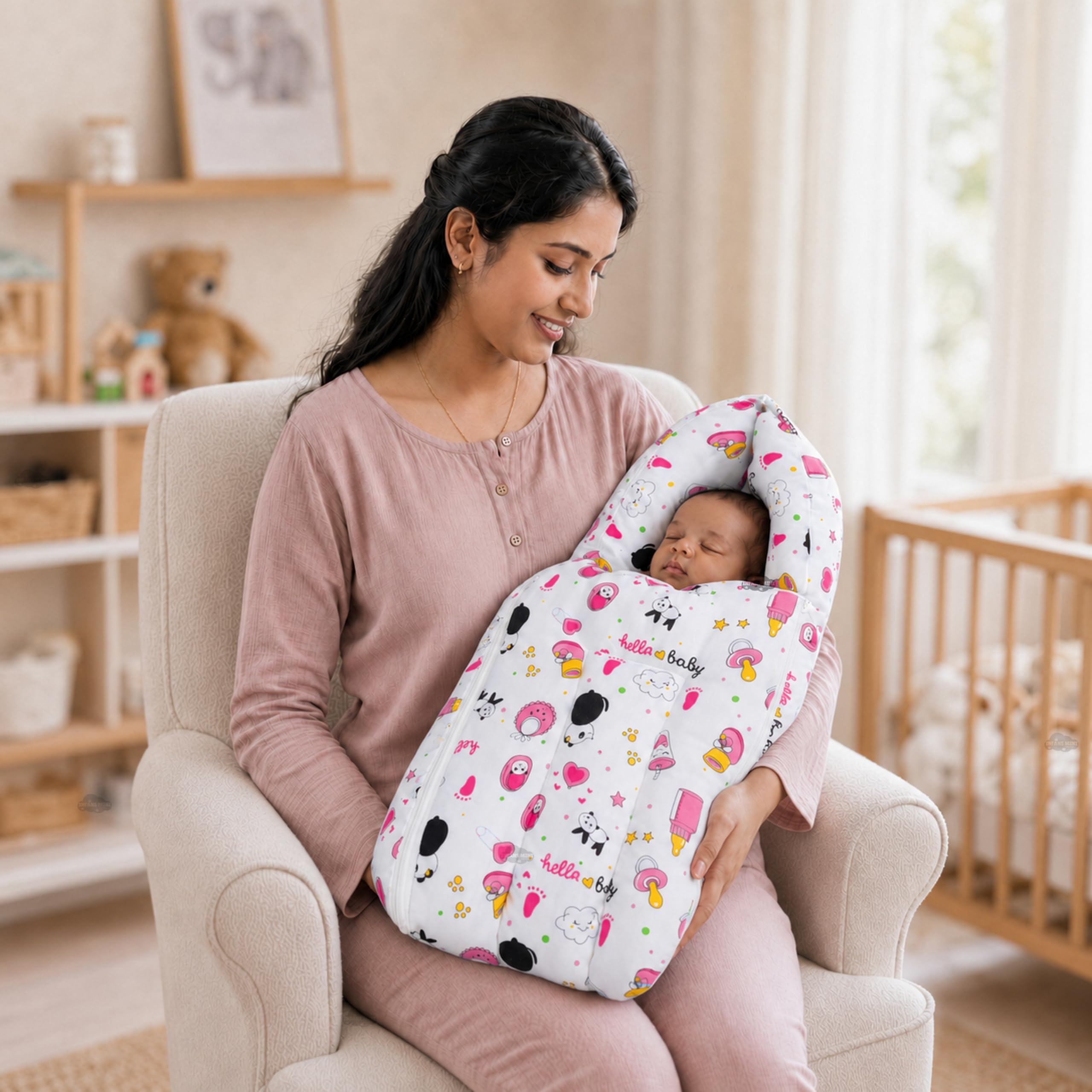 Panda Blue Baby Bedding Set - Sleeping Bag & Mosquito Net -24