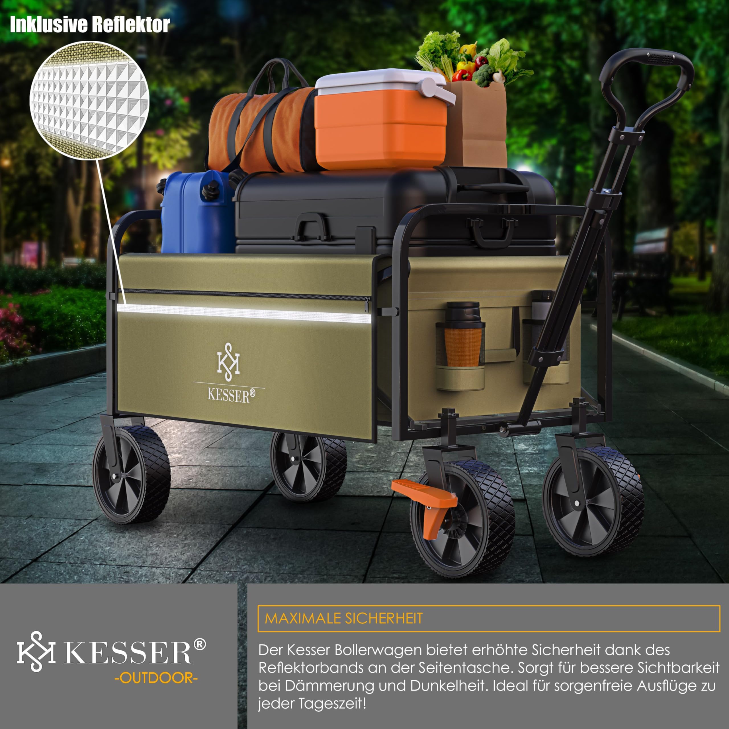 Carrello Pieghevole KESSER Con 2 Tasche - Porta Fino A 80kg, Ruote In PVC Per Shopping E Viaggi - Foto 9