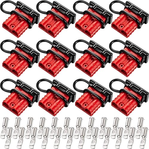 Frienda 12 piezas de batería de calibre 6-10 color rojo conector rápido 50A 12-36 V batería de desconexión rápida arnés de cable kit de enchufe para