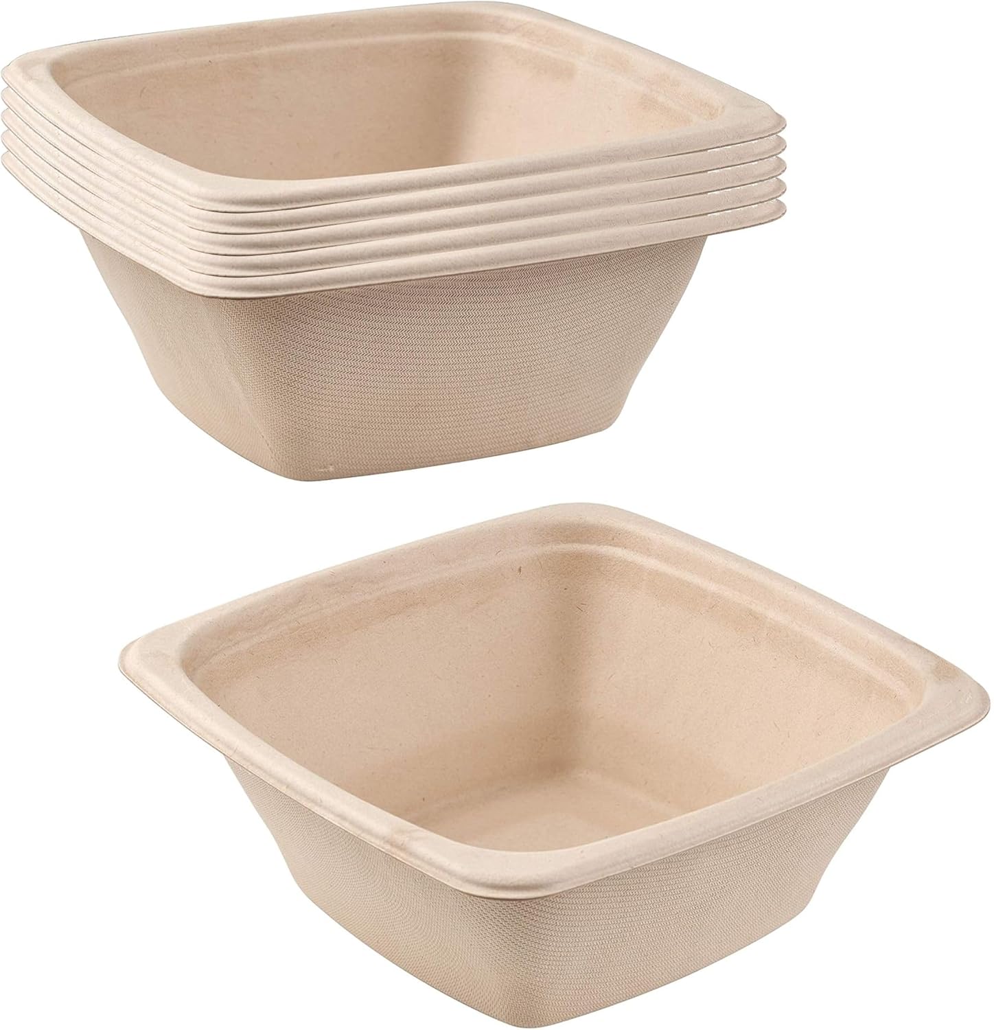 EcoQuality [100 Pack 42oz Compostable Square Container Eco Friendly Bowls - Square Bowl Tree Free Sugarcane Bagasse Meal Prep Bento Boxes Take Out Catering Microwavable Deep Container