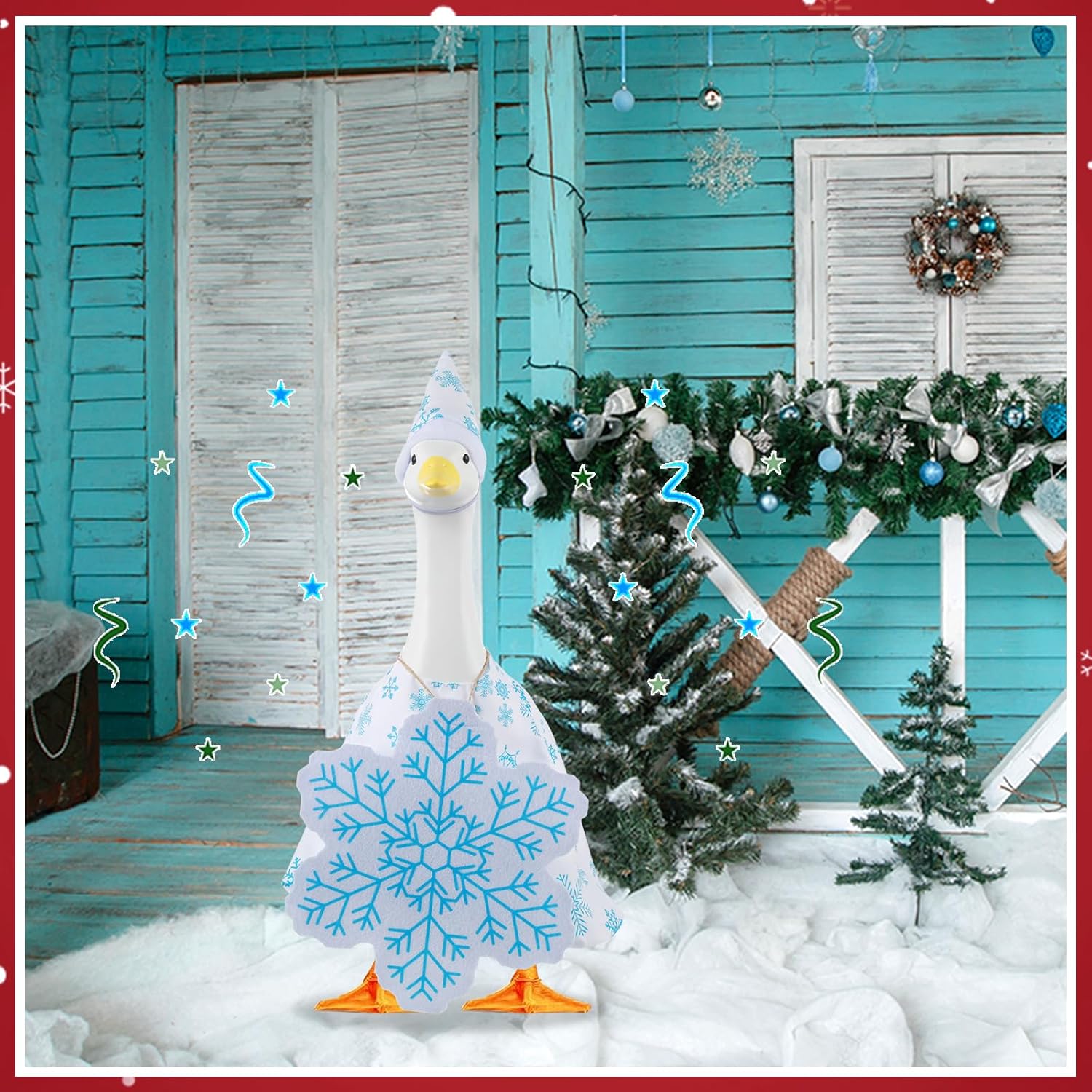 3 Set Winter Christmas Porch Goose Outfits Hanging Decor Christmas Tree Goose Costume Winter Snowman Santa Claus Porch Statue Clothes Fit for 23" Holiday Party Outdoor Yard Garden Patio Lawn Art Decor